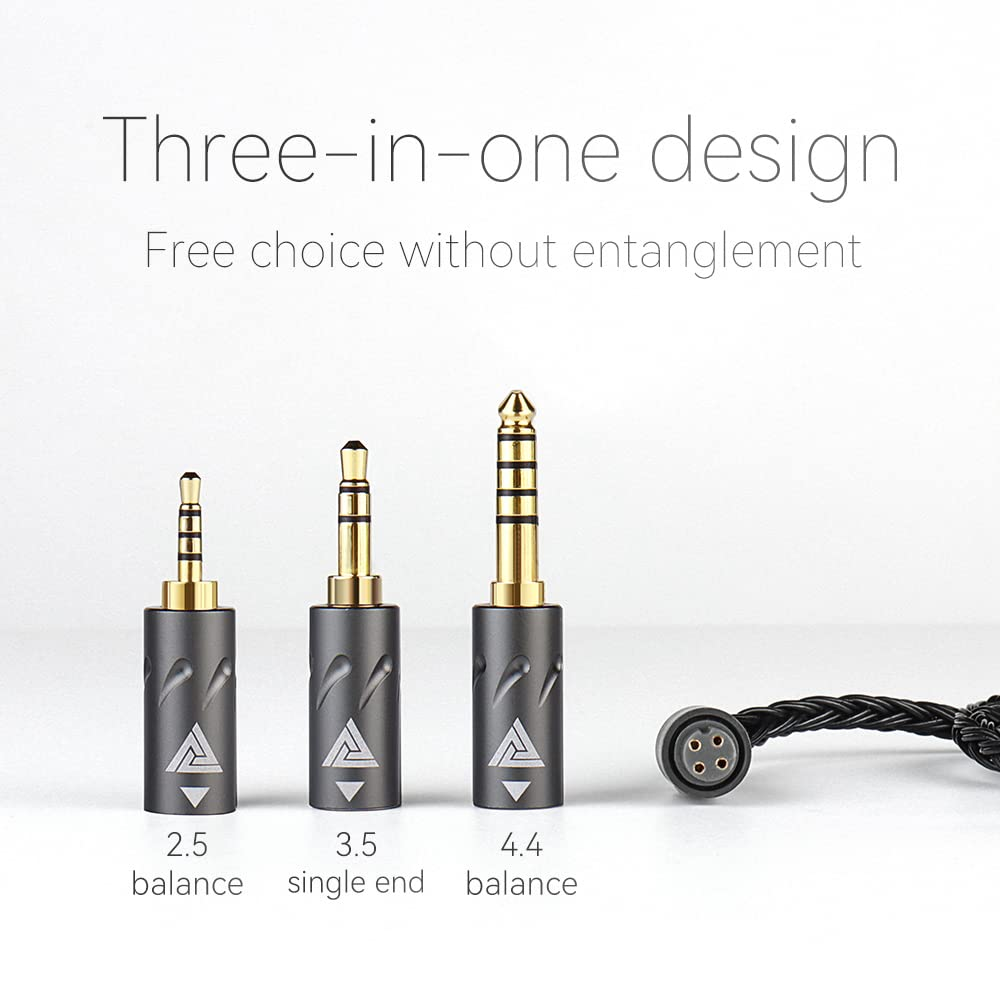 Linsoul QKZ Q1 MAX 16-Stand 352 Cores Silver-Plated Hifi Earphones Upgrade Cable with Interchangeable 2.5Mm/3.5Mm/4.4Mm Plug Replacement Cable for Audiophile (Black, S-Type)