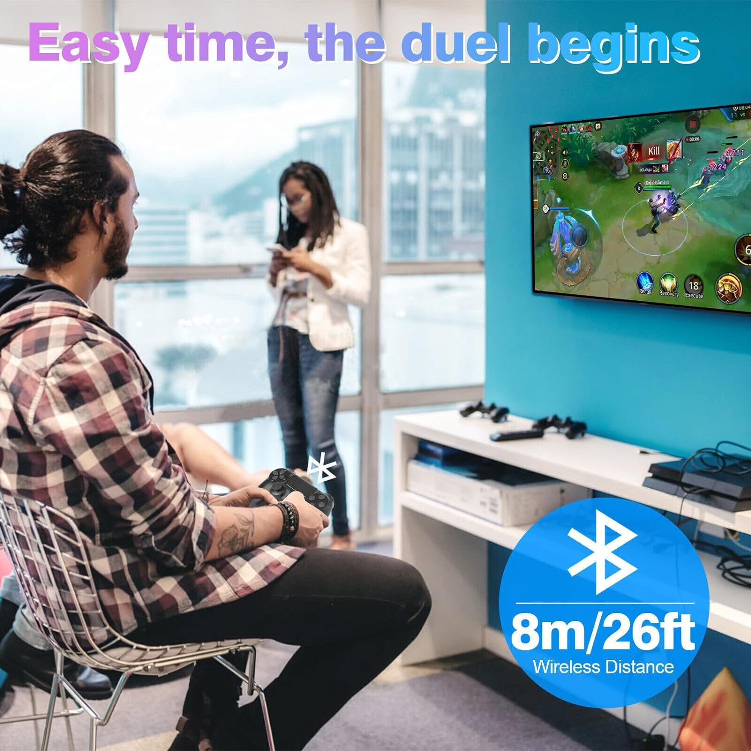 Venture Verse Wireless Controller Made for Ps4,Wireless Remote Control Compatible with Playstation 4/Slim/Pro,With Double Shock/Audio/Six-Axis Motion Sensor(Silver) image number 1