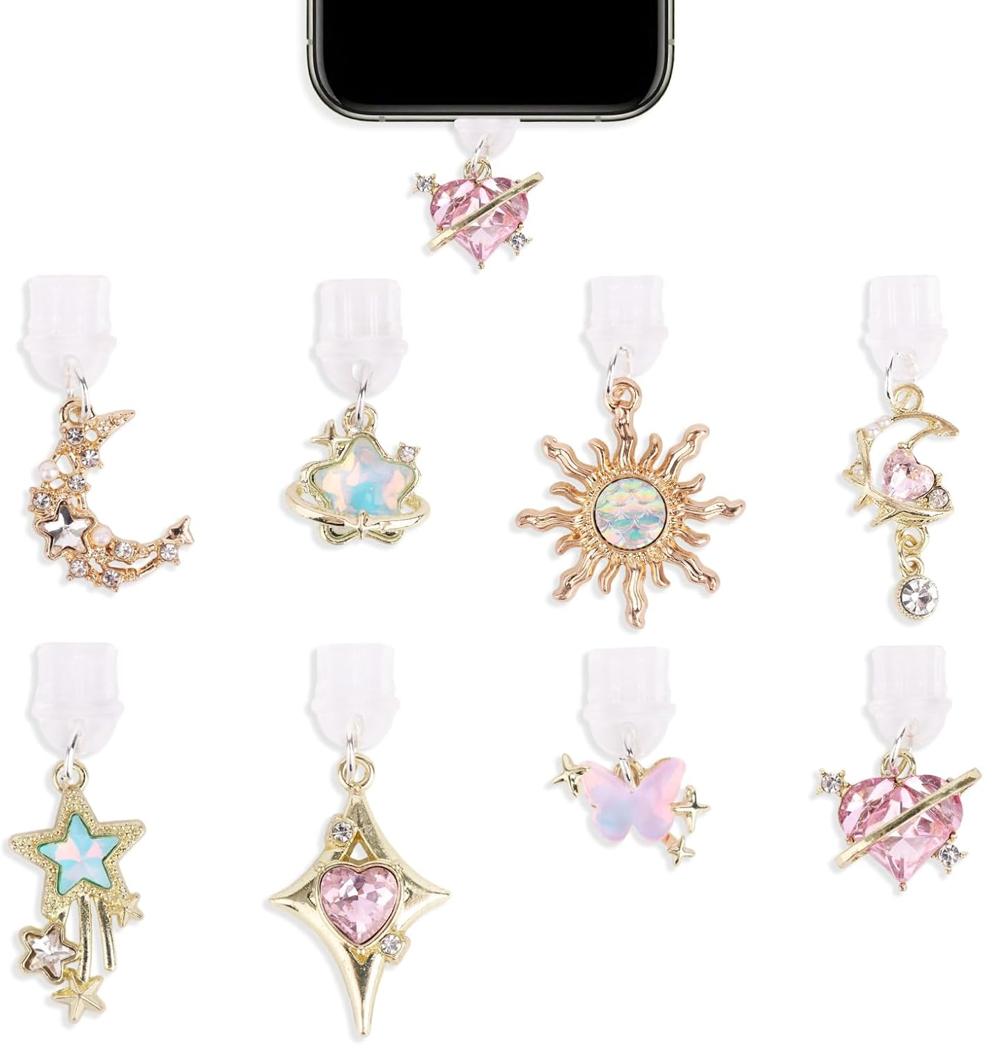 8Pcs Cute Dust Plug Charm Compatible with Kindle & Phone & Electronic Devices Type-C Charger Port, Fun Dust Plug Pendant for Electronic Devices Accessory