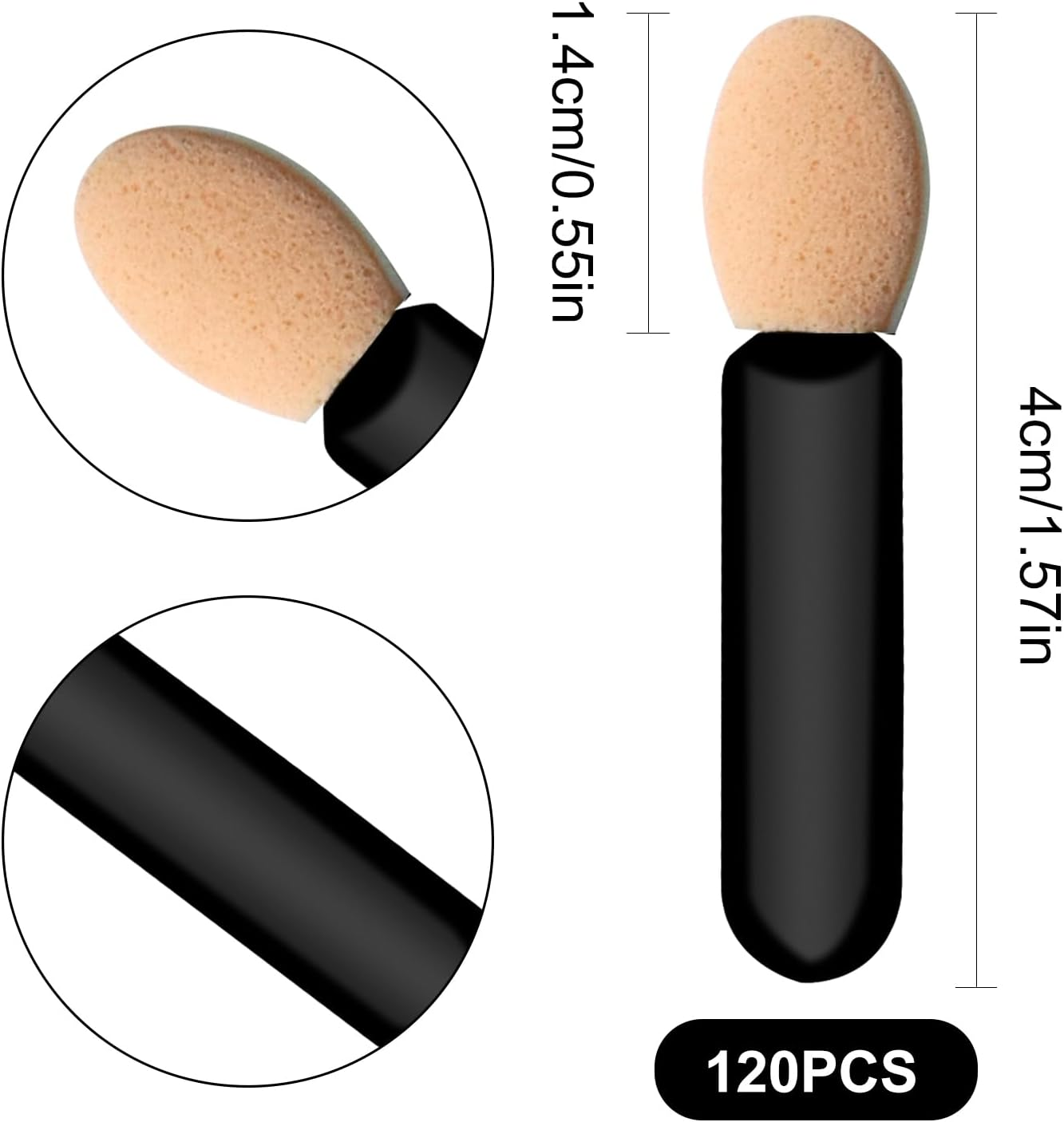 Eyeshadow Applicators Sponge Tip,120 Pcs Small Disposable Eye Shadow Applicators Sticks Double Sided 1.57Inch Portable Travel Mini Eye Makeup Brushes Short Eyeshadow Brushs for Makeup,Nail Art image number 2