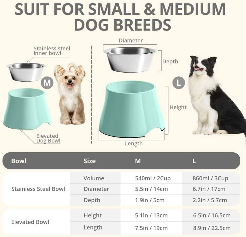 Yoken Elevated Dog Bowls, [Prevention of Vertebrae Disease] [Super Non-Slip] Dog Bowl with Stainless Steel Bowl, High Capacity Dog Food Bowls, Colorful Raised Dog Bowls for Medium/Small Size Dogs image number 2