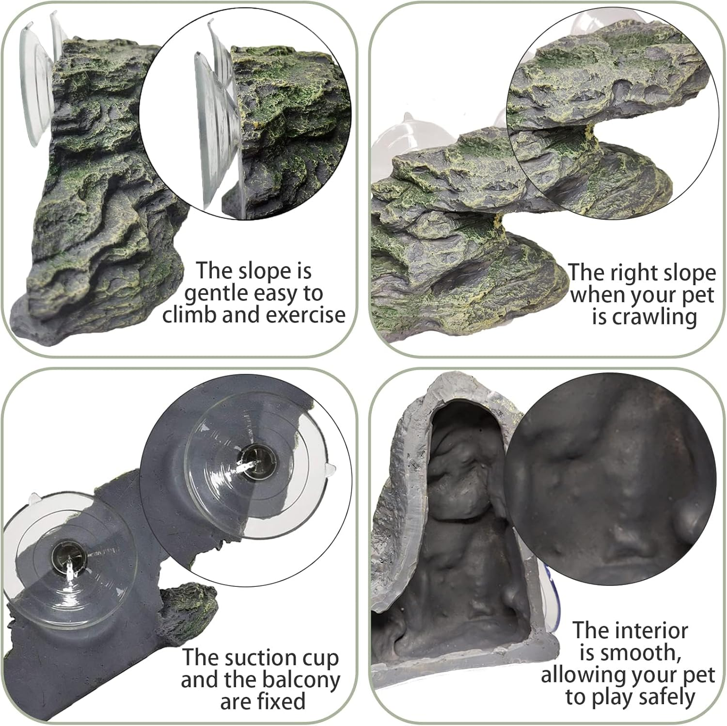 Kathson Turtle Basking Platform Baby Tortoise Climbing Ramp Shale Reptiles Dock Resting Terrace Stone Aquarium Ornament Rock Landscaping Decoration for Frogs Newts (Medium Size:8.2&rdquo;Lx3.3&rdquo;Wx3.1&rdquo;H) image number 3