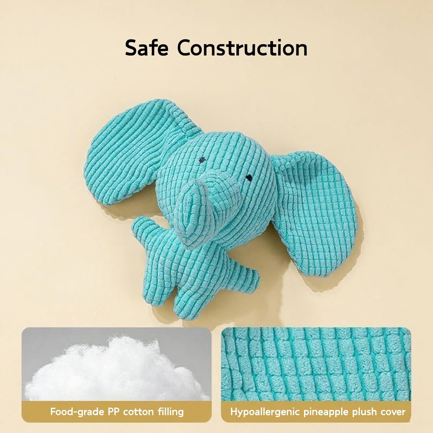 Squeaky Plush Elephant Dog Toy - Tough Chew Proof & Teeth Cleaning for Puppy, Small Medium Dogs - Boredom Relief Fun Interactive Toy image number 4