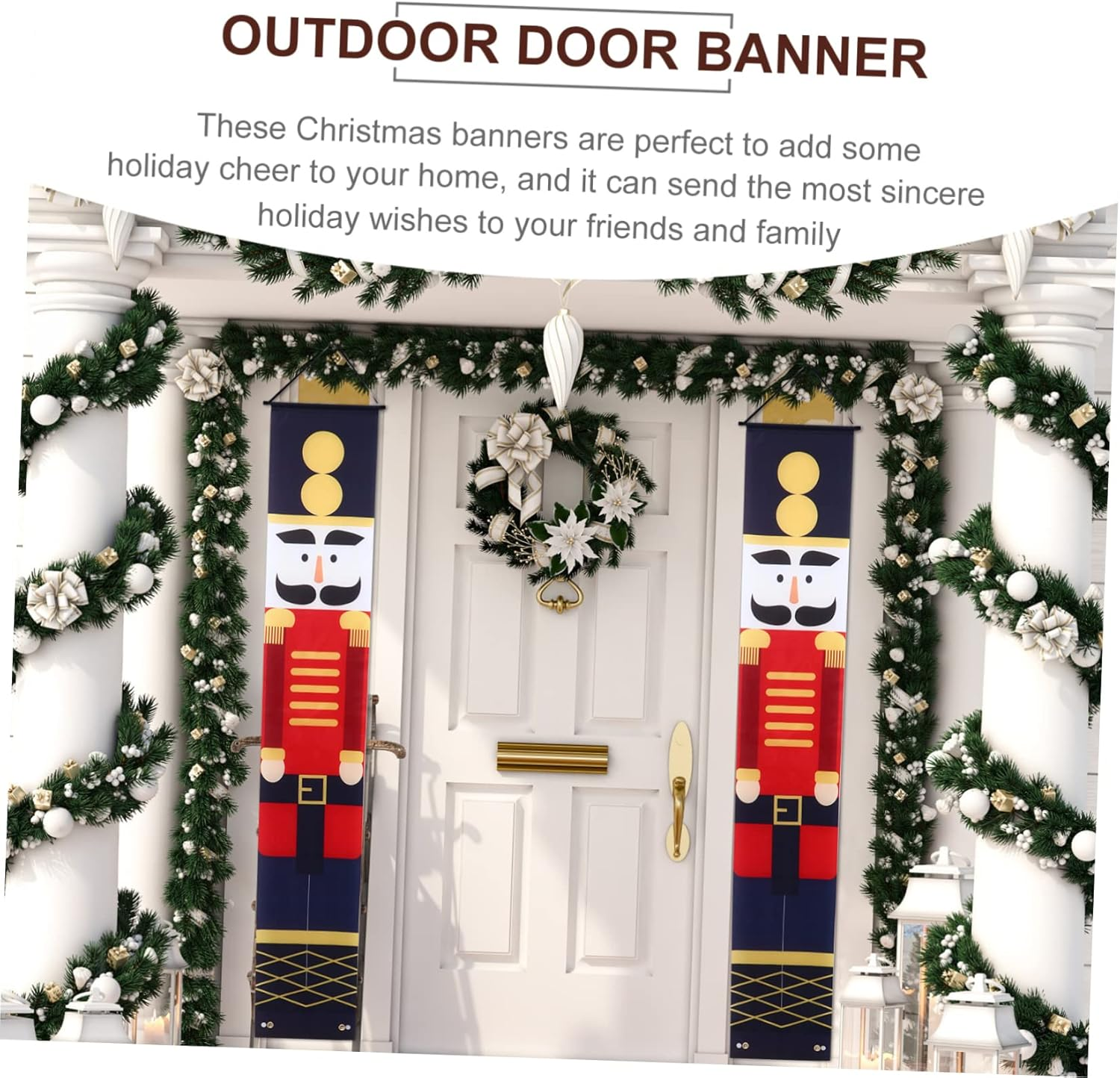 BUGUUYO Elegant Nutcracker Soldier Pattern Door Banner LED Christmas Decorations for Holiday Banquet Decor image number 6