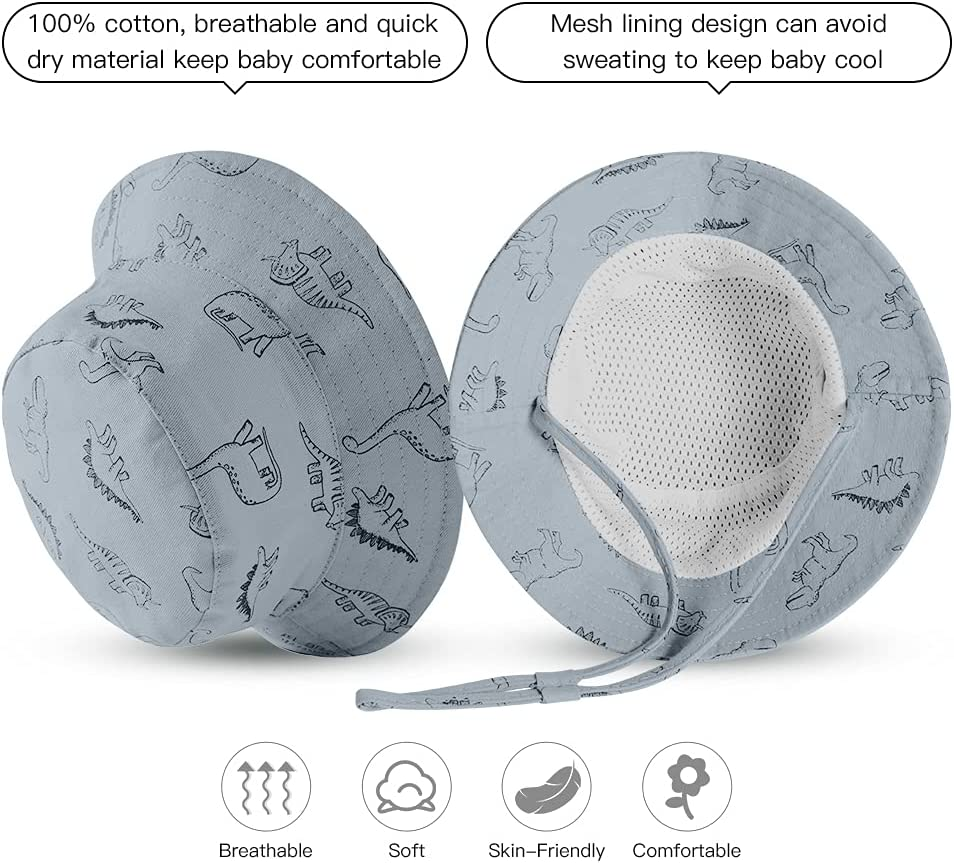 ORVINNER Baby Sun Hat Cotton, Toddler UPF 50+ Sun Protection Beach Bucket Hat Kids Boys Girls Wide Brim Summer Play Hat image number 6