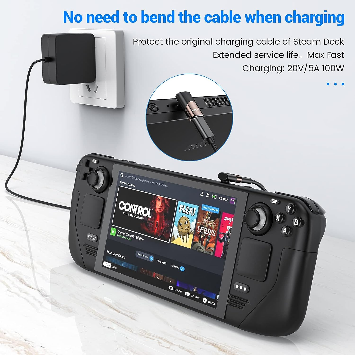 MOGOOD USB C 90 Degree Adapter C Male to C Female USB C Extender Right Angle USB C Adapter USB C Right Angle USB to Usbc Adapterfor Steam Deck Switch Notebook Tablet and Mobile Phone Accessories image number 3