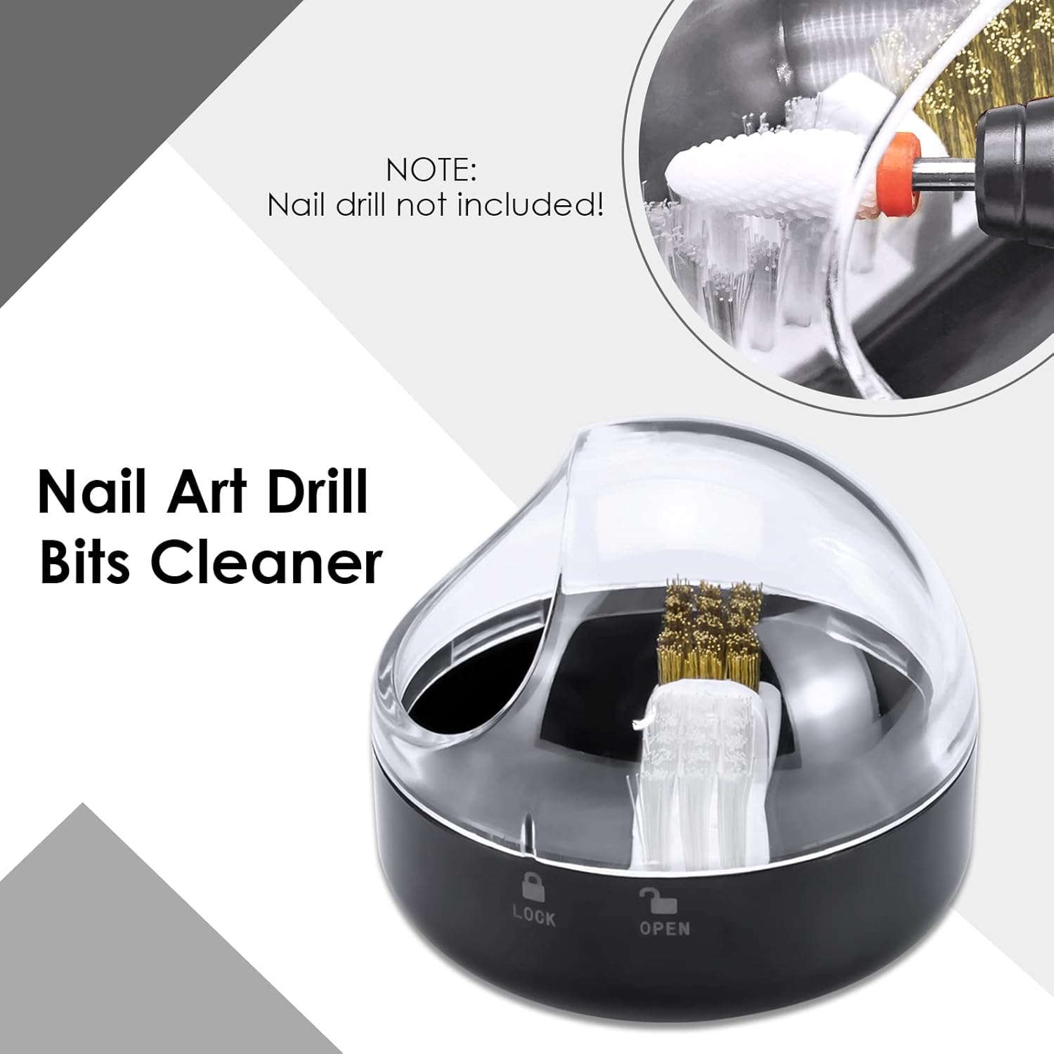 AMAZDIP Nail Drill Bits Cleaning Brush Case-Double Head Steel Wire Brush and Nylon Brush for Cleaning Carbide/Ceramic Nail Drill Bits-Black image number 5