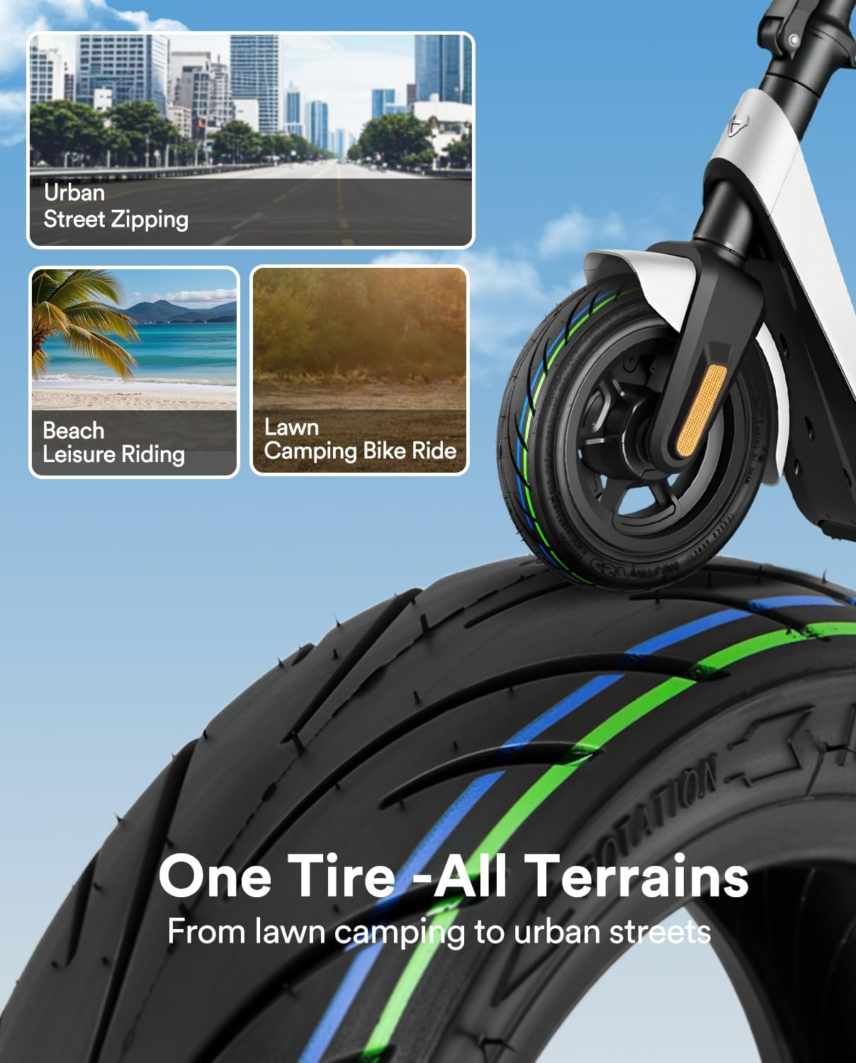 10X2.30-6.5 Non-Slip Vacuum Tire for NIU Kqi2 Pro Electric Scooter, Front Rear Replacement Tire image number 1