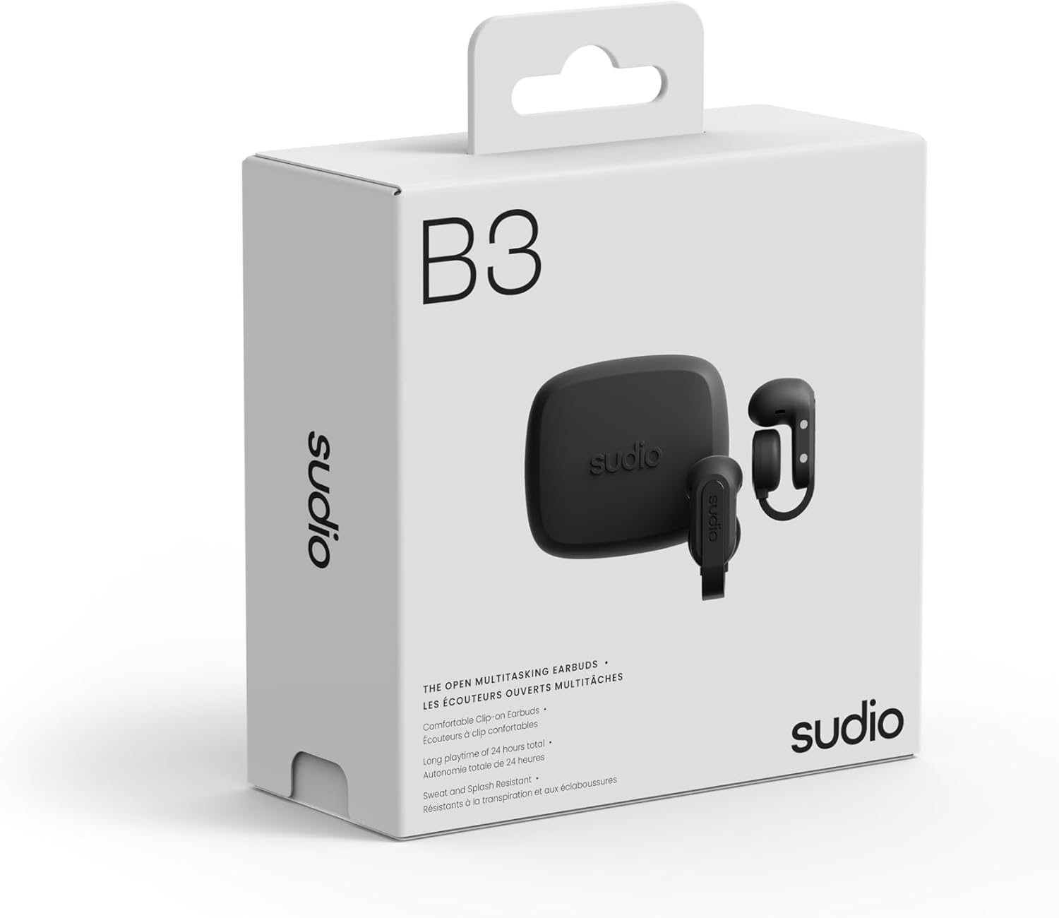 Sudio B3 Midnight Black - the Open-Air Ear Clip. Made of Recycled Plastic, Open Headphones, Bone Sound Technology, Bluetooth 5.4, Waterproof IPX4, Long Playing Time of a Total of 24 Hours image number 3