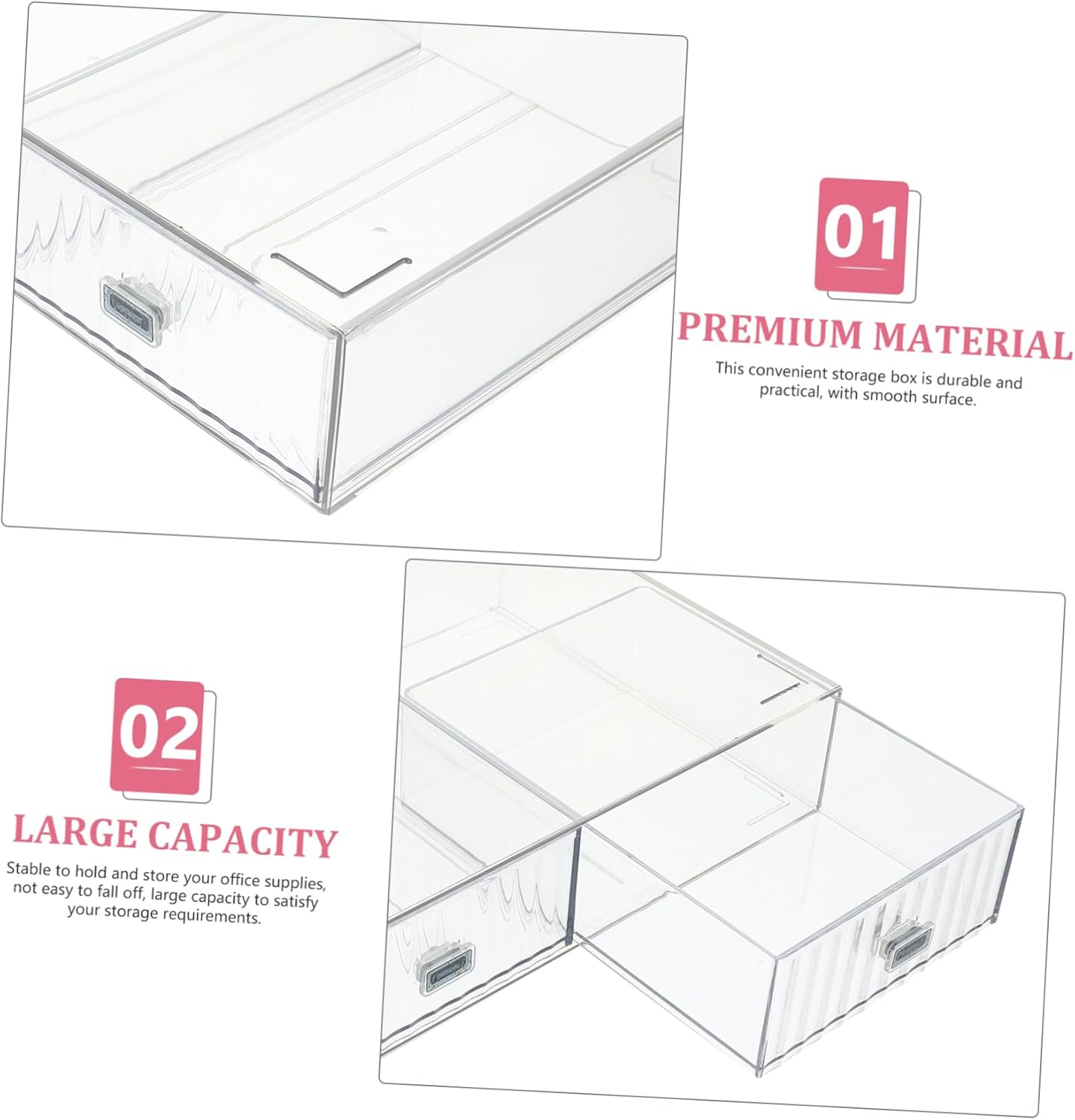 CANIGHT Desk Storage Organizer with Drawers Stackable Transparent Storage Box for Office Supplies and Cosmetics Multi Desktop Organizer for Badges Clips and -Saving Design for Efficient image number 5