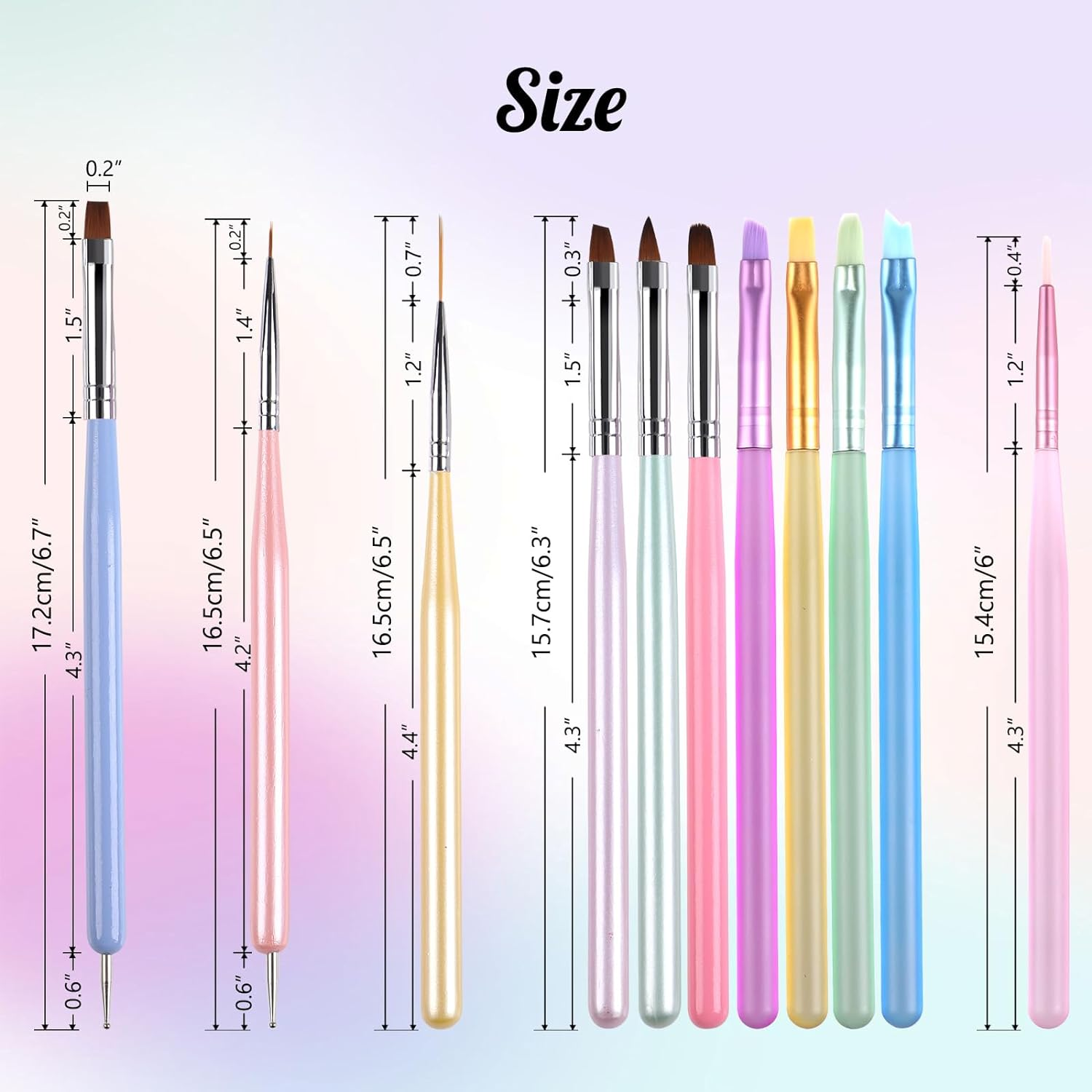 11 Nail Brush Set,Geeric Nail Art Brushes Kit Nail Art Liner Brush Dotting Pens Nail Extension Gel Builder Brush Nail Art Design Pen Painting Tools for Salon DIY Home Manicure Beginner Nail Technician image number 3