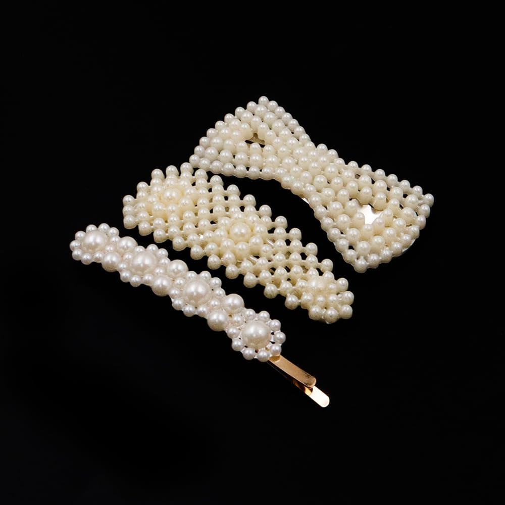 CENPEK Elegant Pearl Hair Clips for Girls Women Ladies, 12Pcs Pearl Barrettes/Bobby Pins/Snap Clip Hair Slides for Prom Party Wedding, Handmade Hair Accessories image number 1