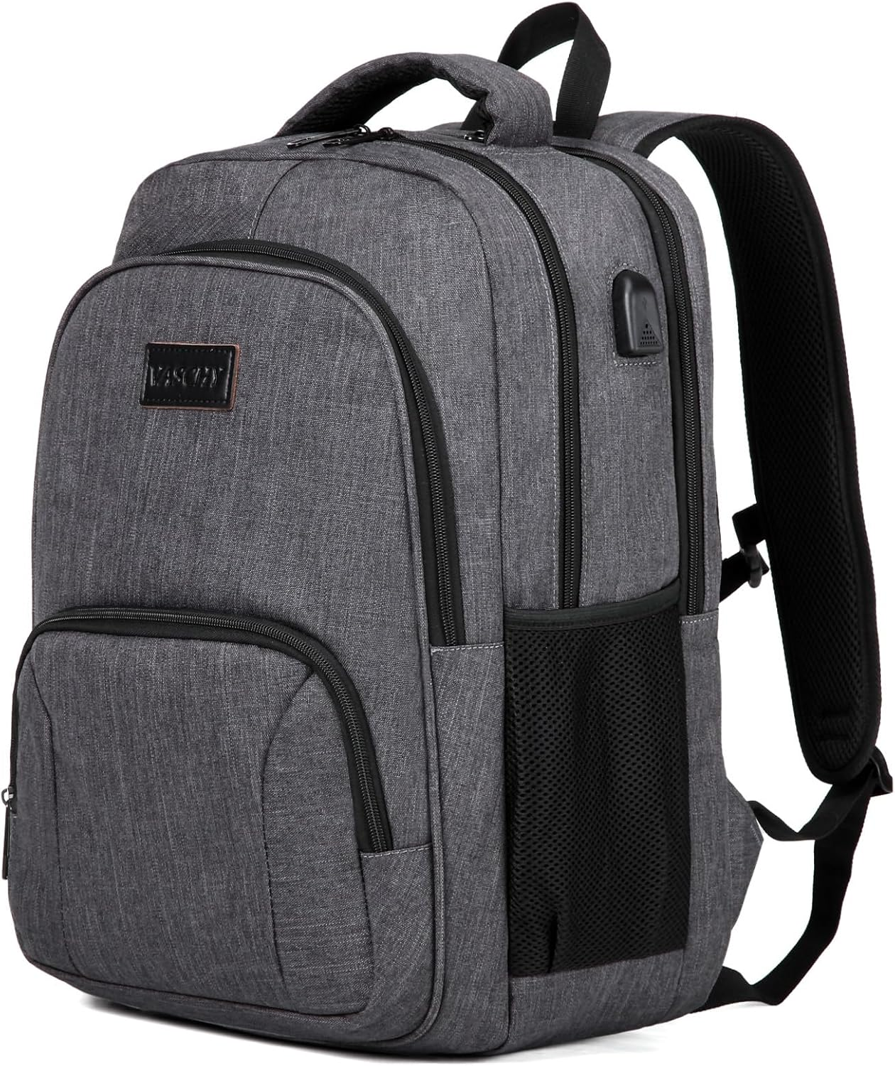 Laptop Backpack, VASCHY Water Resistant Business Travel Backpack for Men Women with USB Port College School Computer Bag Fits 15.6 Inch Laptop Light Gray