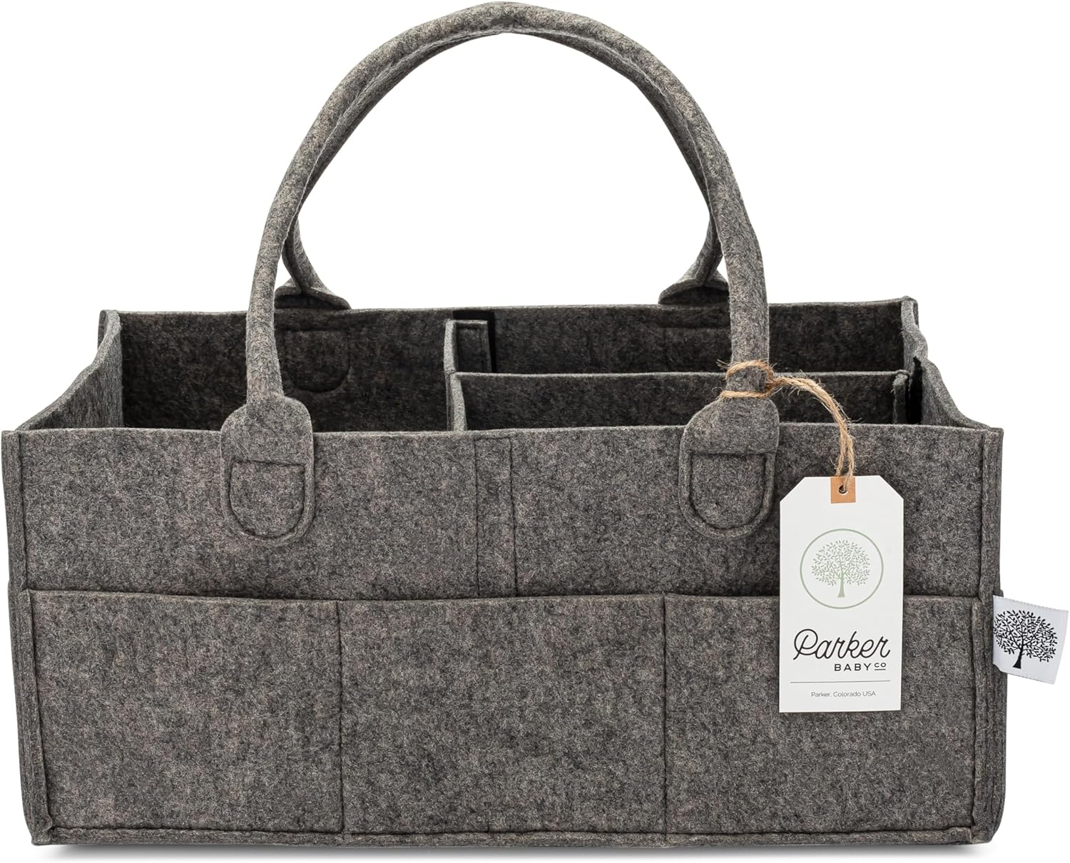 Parker Baby Diaper Caddy - Nursery Storage Bin and Car Organizer for Diapers and Baby Wipes - Sage Green, Large