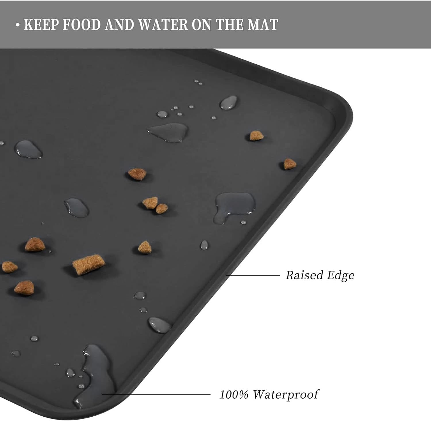 Mumoo Bear Dog Cat Silicone Food Mat Waterproof Anti-Slip Silicone Resistant Raised Edge Pet Feeding Mats, Pet Bowl Mat Anti-Messy and Prevent Spill on Floor Easy Clean Cat Dog Bowl Mats image number 1