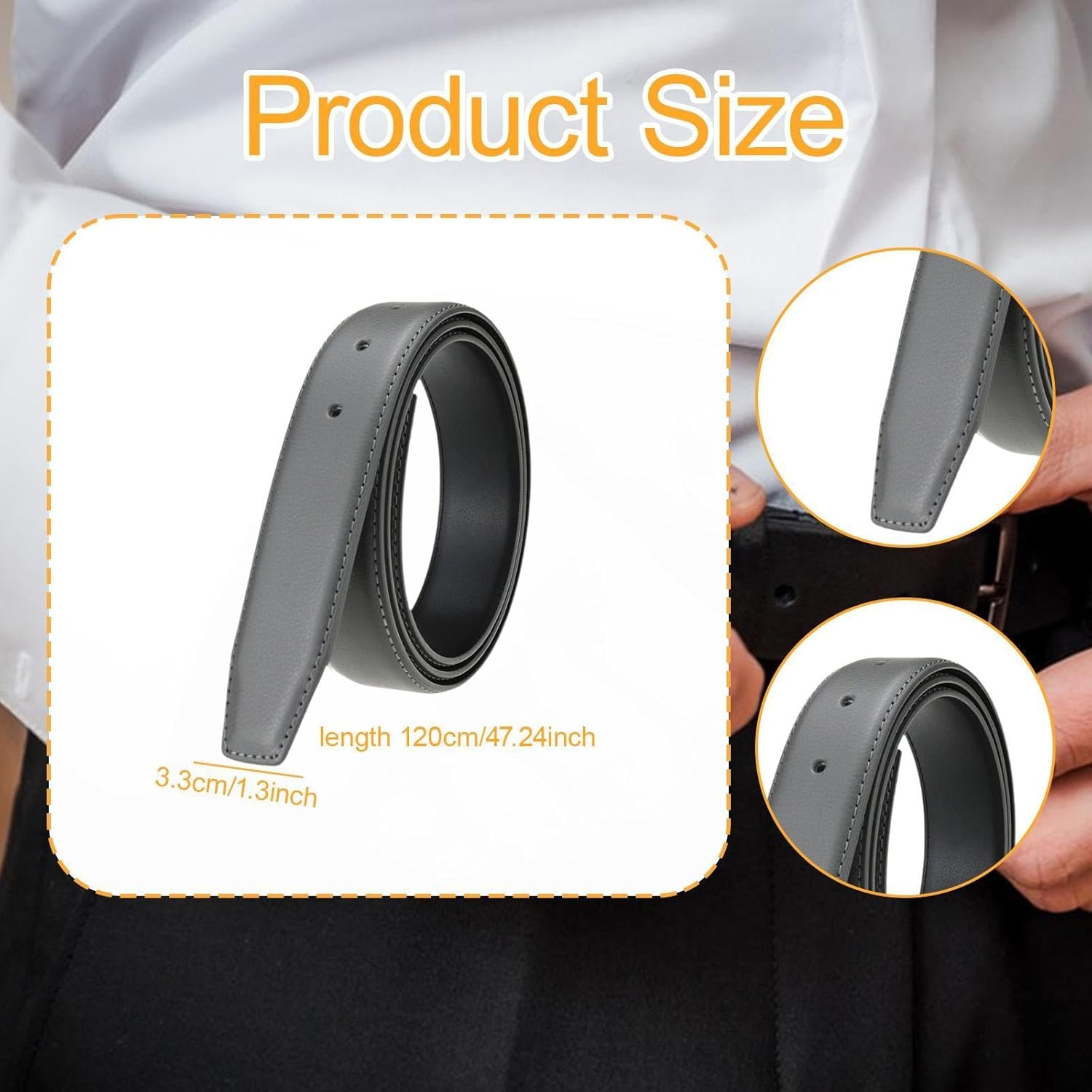 Men Belt Strap Clothing Accessory with Hole 1.30Inch Width Replacement for Work image number 6