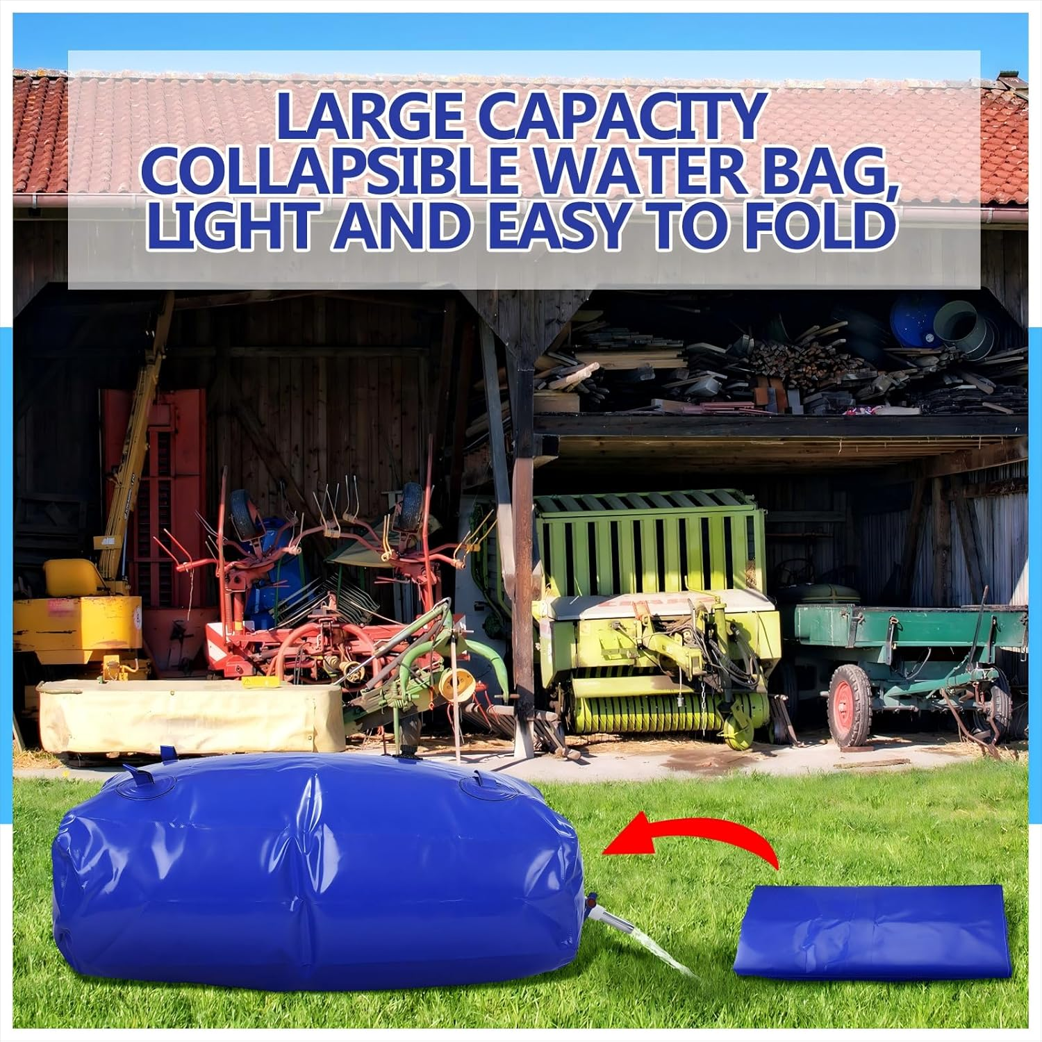 Large Capacity Water Storage Bladder Emergency Water Bladder Tanks Foldable Water Storage Tank Portable Rainwater Bag for Drought Resistance Fire Protection Agricultural Irrigation Outdoor (110L) image number 6