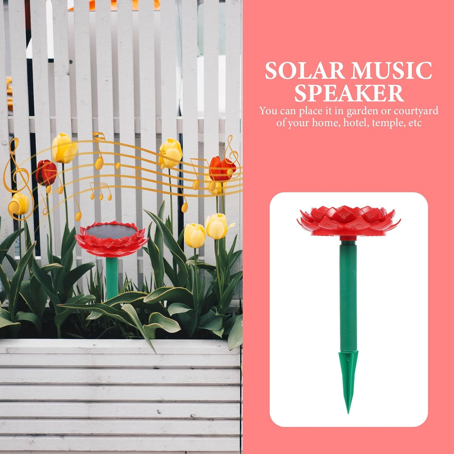 DOITOOL Solar-Powered Waterproof Lotus Outdoor Speaker Portable Music Player with Dc5.0V Charging for Garden and Buddhist Songs image number 6