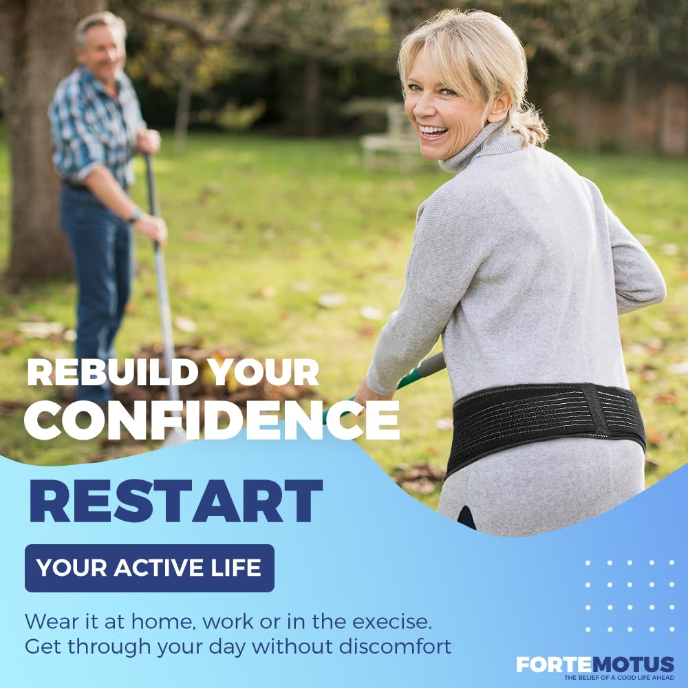 FORTEMOTUS Sacroiliac Hip Belt, Sacroiliac Joint Belt with Adjustable Compression Support Back Brace for Sciatica, Pelvic, Lower Back Pain Relief, L