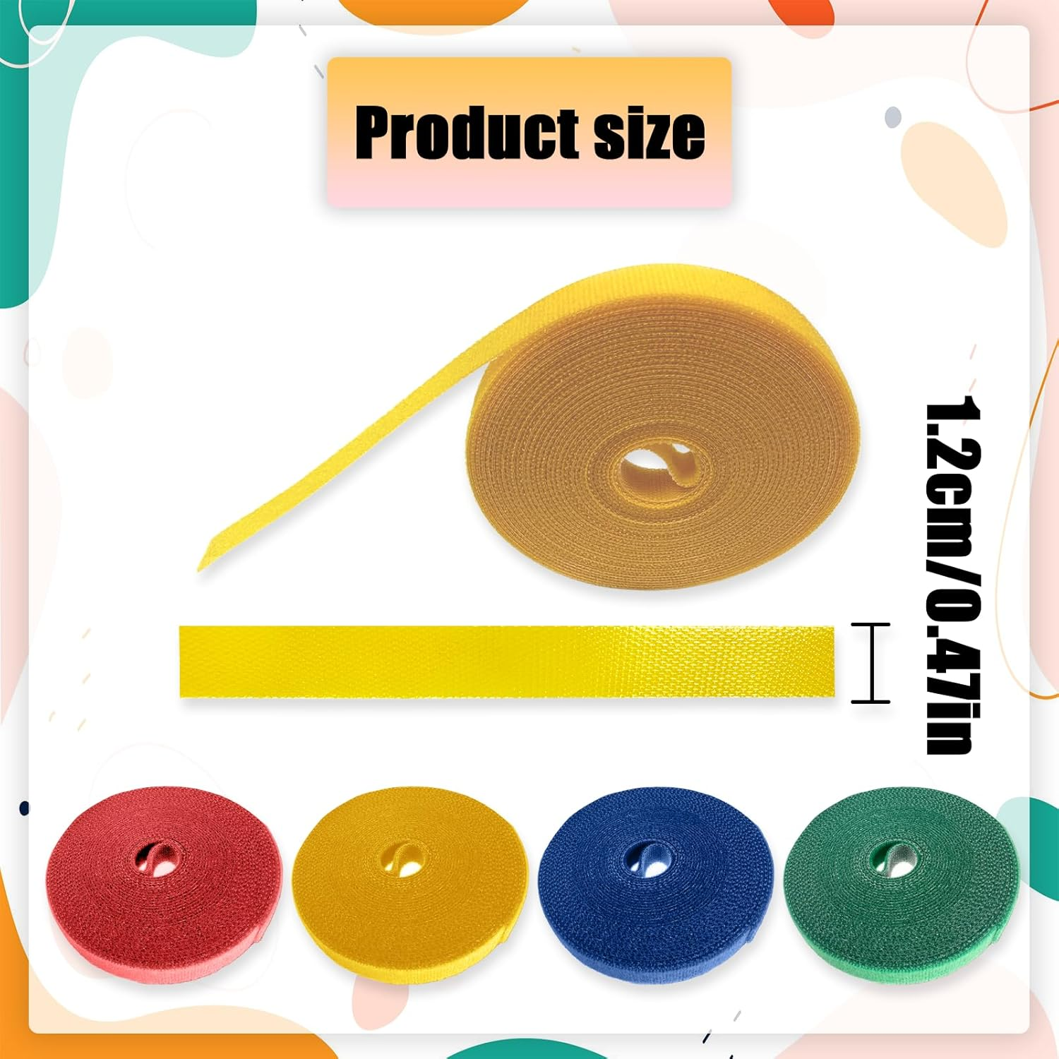 TEAONE Cable Ties Roll, 4 Roll Nylon Tie Roll for Plant, Cable Organiser (1.2Cm X 5M/0.47In X 16.4Ft) image number 3