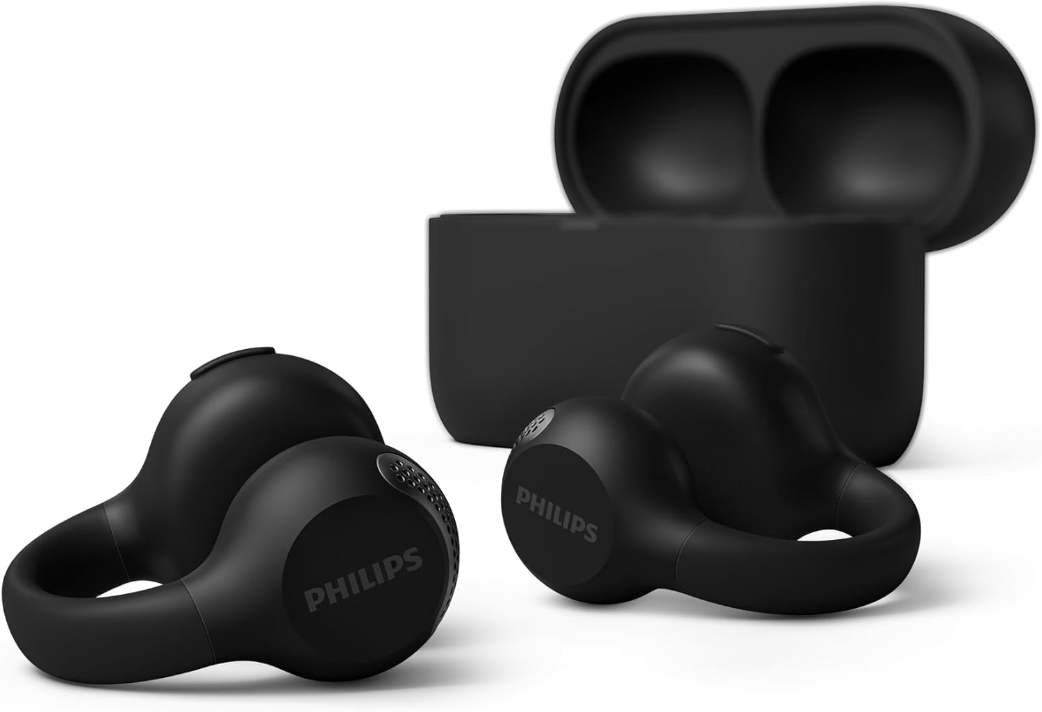 Philips Q2000 Clip on True Wireless Earbuds, Open Ear Bluetooth 5.4 Headphones, up to 28H Playtime, Clear Calls, Multipoint Connection, IPX4 Sweat-Resistant, Lightweight Comfort, Black image number 3