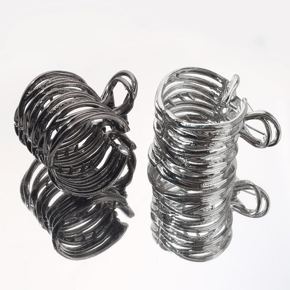 Pack of 2 Metal Hair Clips, Ponytail Hair Clips for Long Hair, Non-Slip Hollow Small Hair Clip, Black Hair Clip, Silver Claw Clip for High Ponytail, Women, Girls, Hair Accessories image number 1