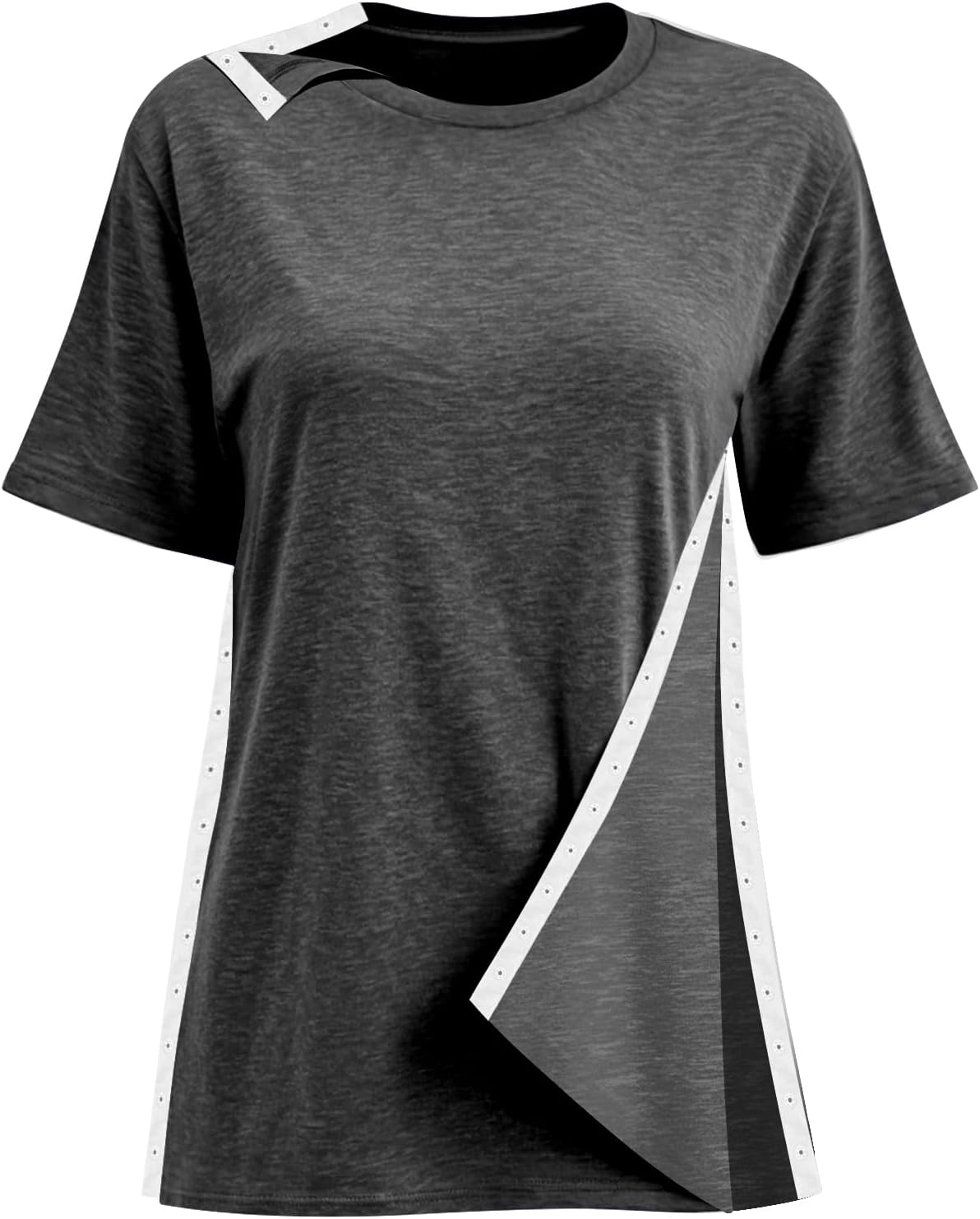 Shoulder Surgery Recovery Shirts Women Post Surgery Shirt Left and Right Side Snap Access Recovery T Shirt for Women