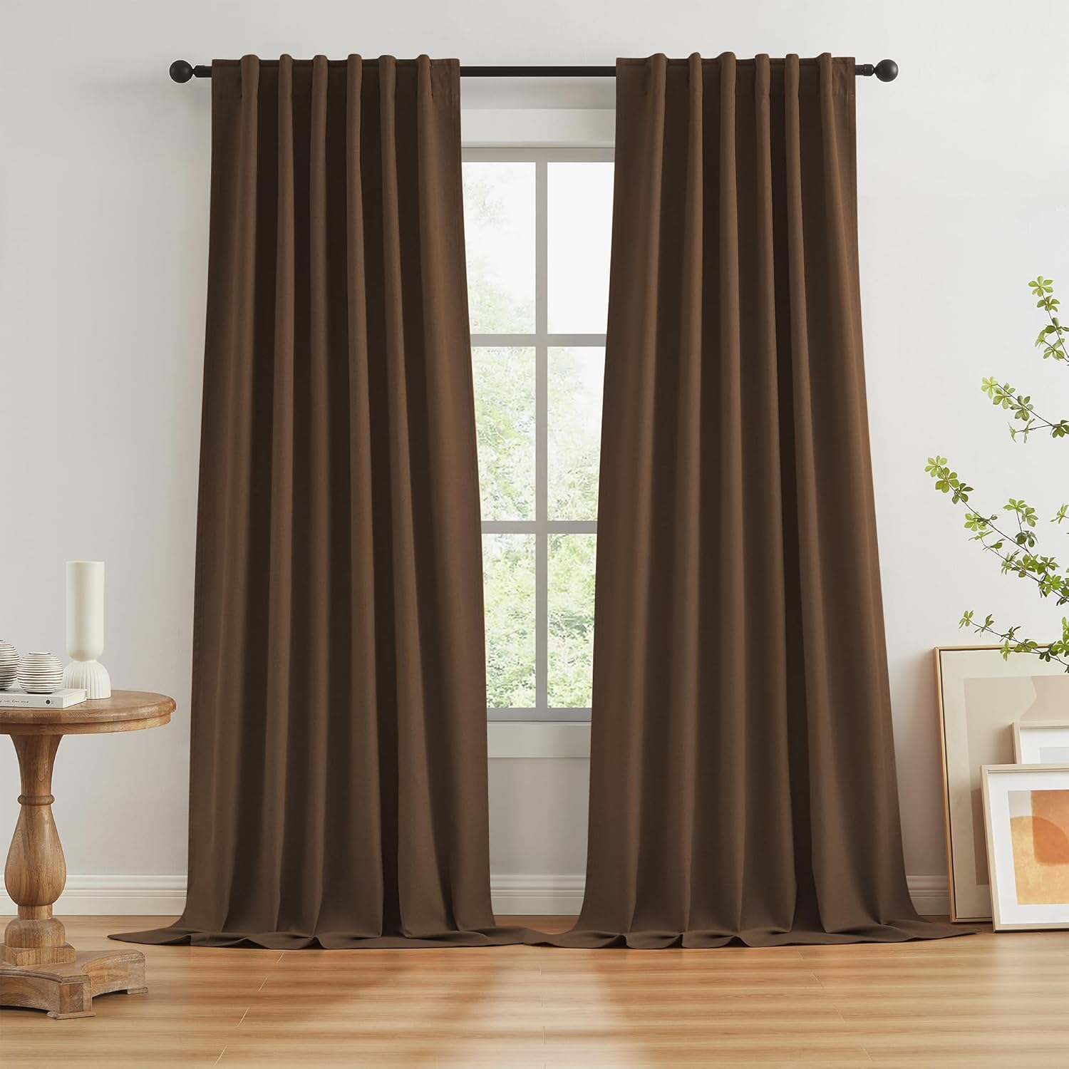 KEQIAOSUOCAI Sage Green Blackout Linen Curtains for Bedroom, Boho Natural Bedroom Home Decor, Long Drapes for Living Room Back Tab Pocket 50 X 96 Inch Length, 2 Panels Set