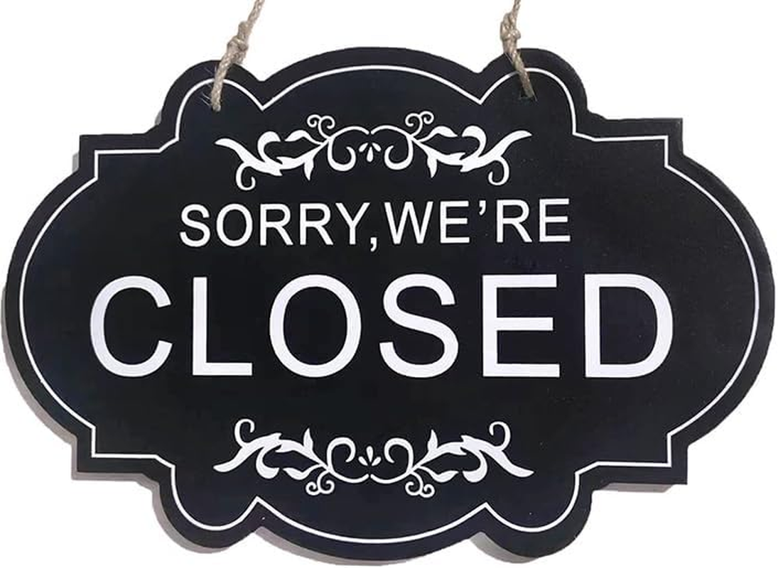 Store Open and Closed Business Sign Two-Sided Reversible Vintage Open and Closed Business Sign for Stores, Coffee Bars, and Shops, in White and Black Colors image number 5