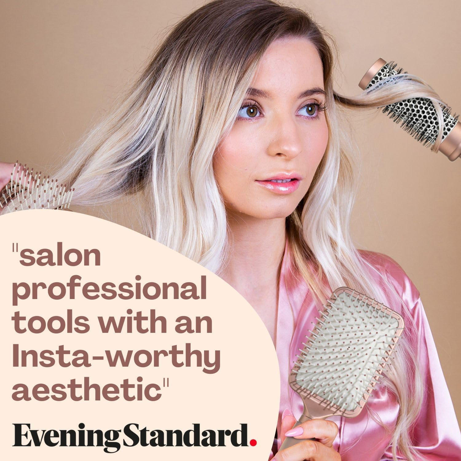 Hair Brush without Pulling, Brush for Detangling, Women'S Gift, Paddle Brush, Comfortable Bristles for Hair and Scalp, Brush for All Hair Types (Matte Rose Gold) - Matte Rose Gold image number 2