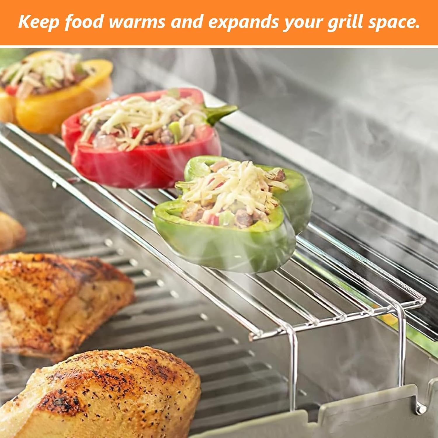Denmay 7641 63.5Cm Grill Stainless Steel Warming Rack for Weber Spirit 300 Series Spirit E-310 S-310 E-320 S-320 SP-330 (With Front Control Knobs), Spirit II 300 Series E-310 S-310, 1 Pack image number 6