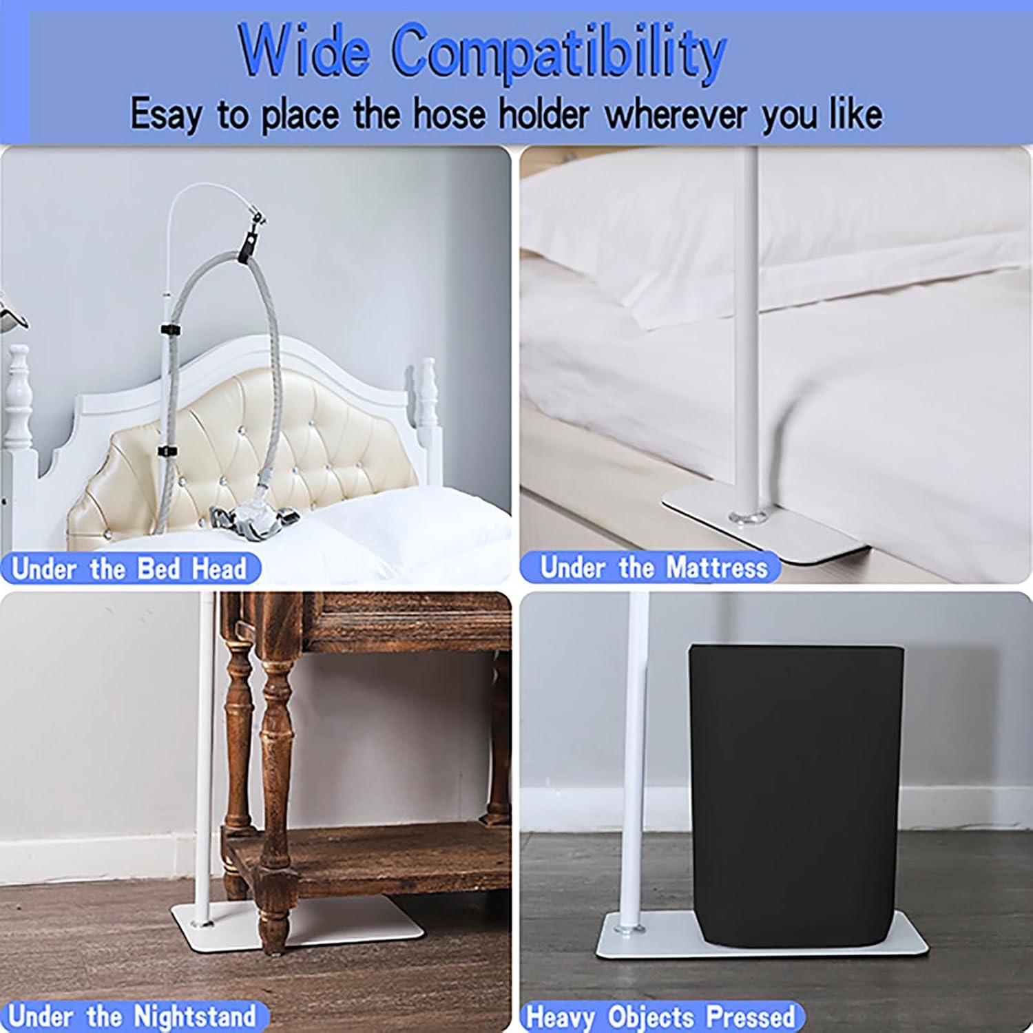 CPAP Hose Holder for Bed with Adjustable Height and Angle,Avoid Hose Entanglement，Cpap Hose Hanger Material Is Anti-Rust Alloy,White image number 2