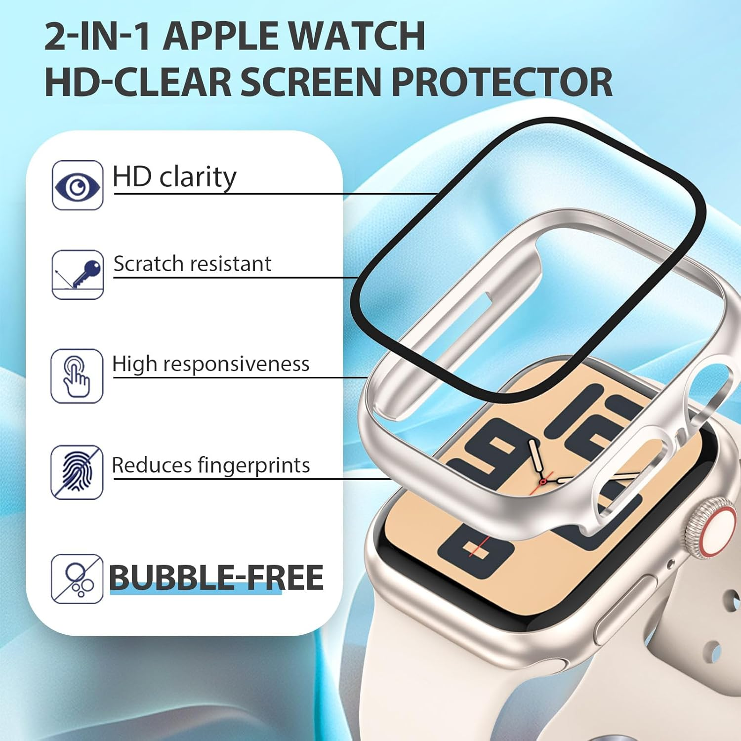 Luyialvals Case for 40Mm Apple Watch SE 3(2025)/SE 2/Se/Series 6/5/4 with Tempered Glass Screen Protector,Protective Bumper and Slim Face Cover for Iwatch 40 Mm,2 Packs,Starlight image number 7