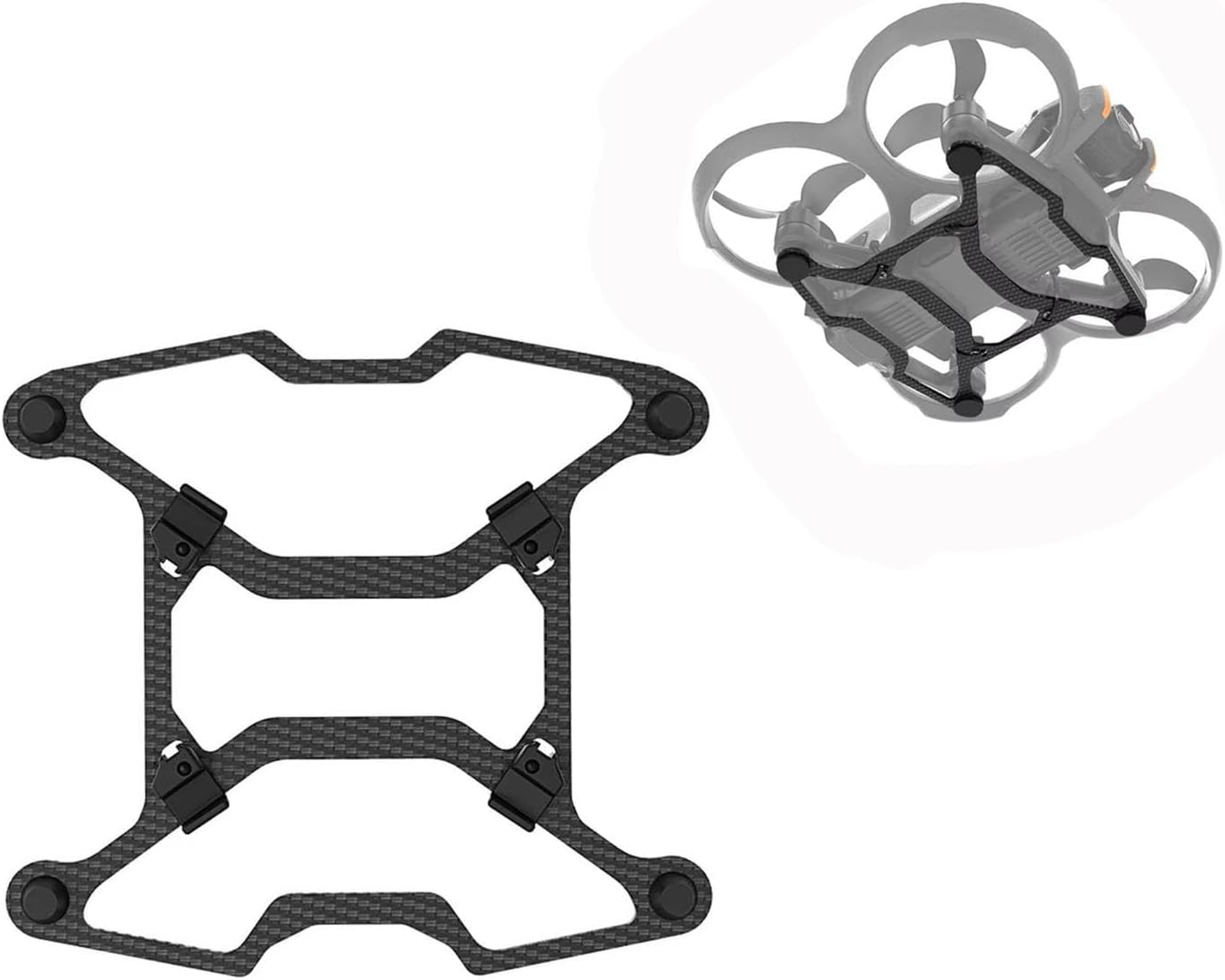 ZWLLKJGS Avata 2 Landing Gear for DJI Avata 2 Drone Accessories, Avata 2 Hull Undershell Protection, Carbon Fiber Drone Base Armor, Soft Rubber Pad, Avata 2 Body Frame Protector image number 1
