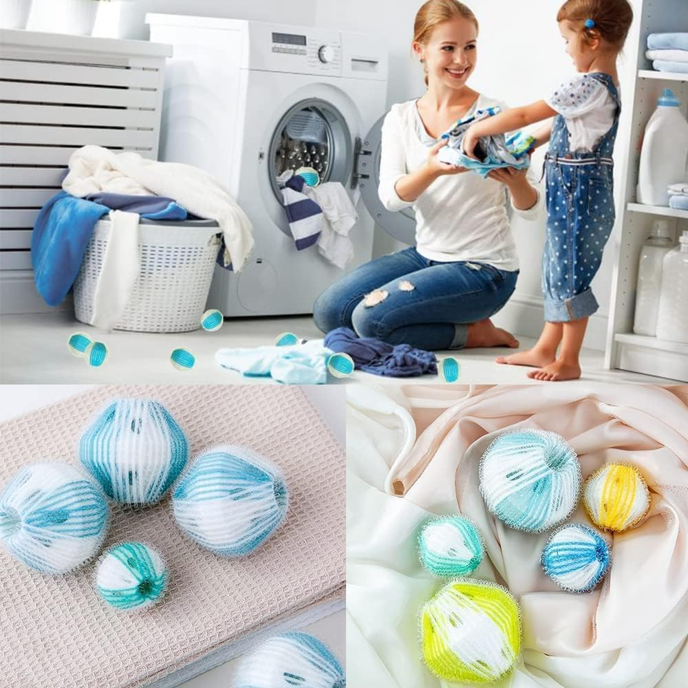 24 Pieces Pet Hair Remover for Laundry, Betterjonny Reusable Dryer Washing Balls Hair Lint Remover Laundry Ball, Pet Hair Laundry Catcher for Laundry - Green image number 6