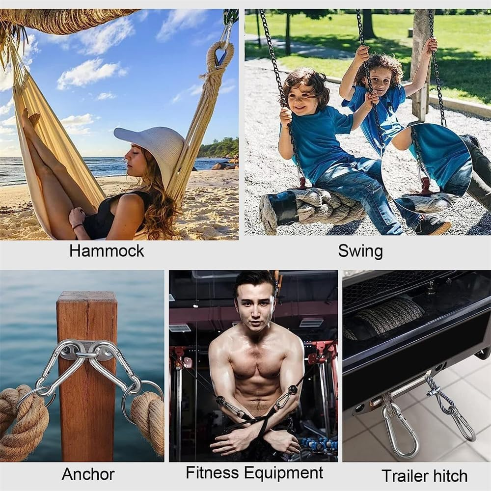 5Pcs Stainless Steel Spring Snap Hook Carabiner Clips for Heavy Hanging Climbing