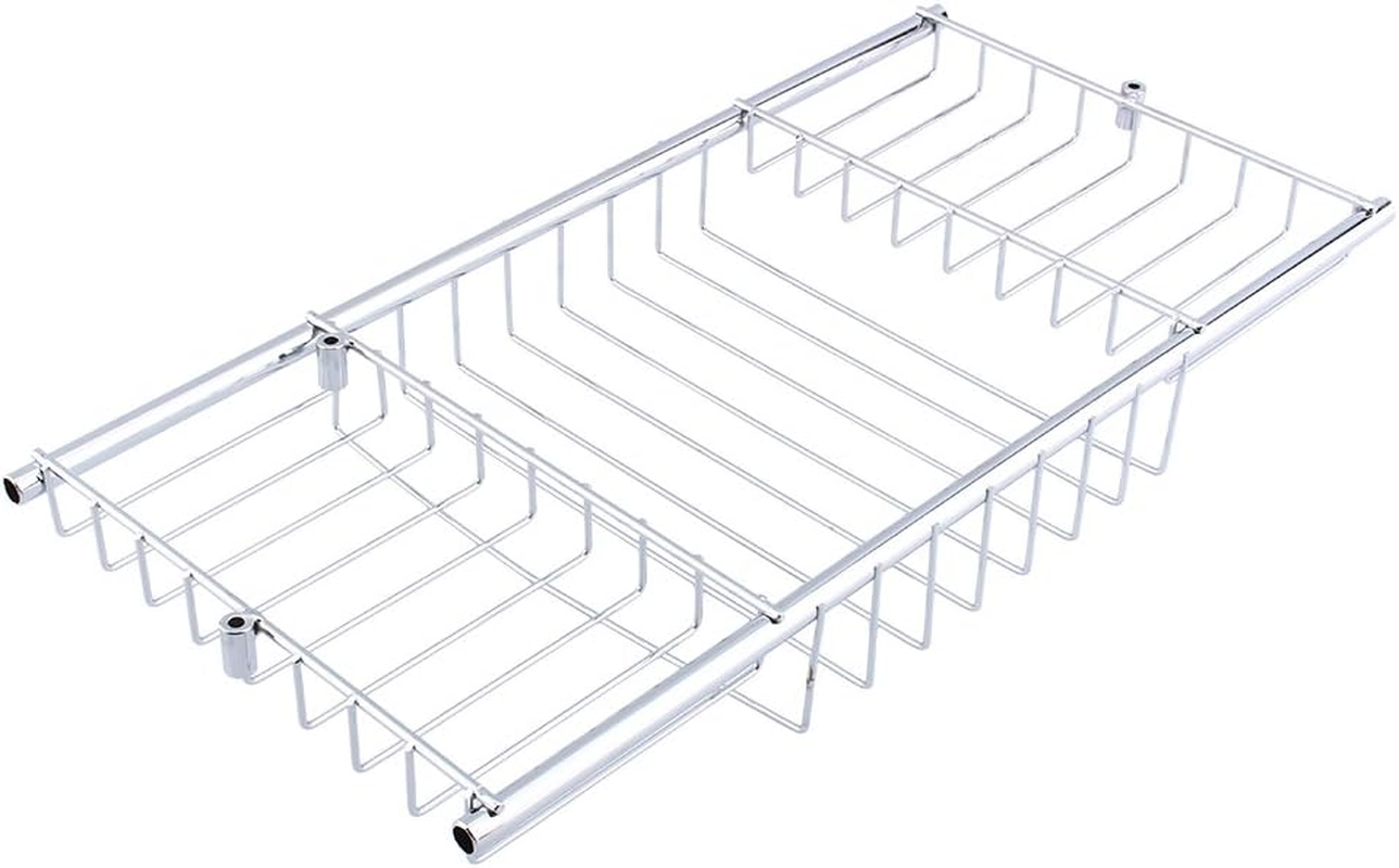 Stainless Steel Bathtub Caddy Tray, Multi-Functional Bathroom Soap Shampoo Holder Showering Supplies Organizer Red Wine Serve Rack for Home Travel Hotel image number 1