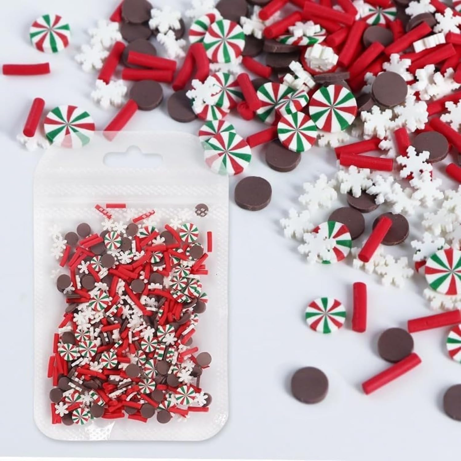 Itadaku 4 Bags Christmas Nail Art Slices 3D Winter Nail Charms, Mini Clay Slices for Acrylic Nails Decorations, Includes Snowflake, Christmas Tree, Candy, Snowman Designs, Festive Nail Art Supplies image number 2