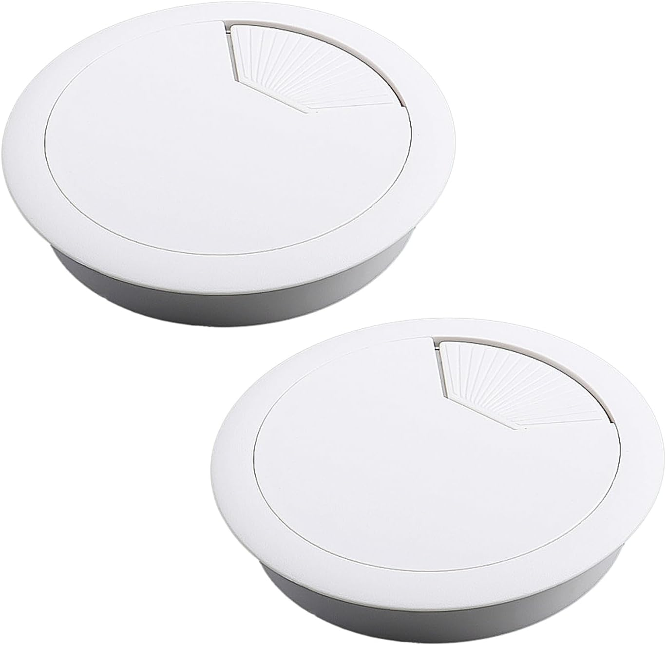 Pack of 2 White 80 Mm Washers for Desk, Cut Out Cable Management Box, Plastic Cable Grommet, Cable Holes for Computer Desk, Suitable for Organising Cables image number 5