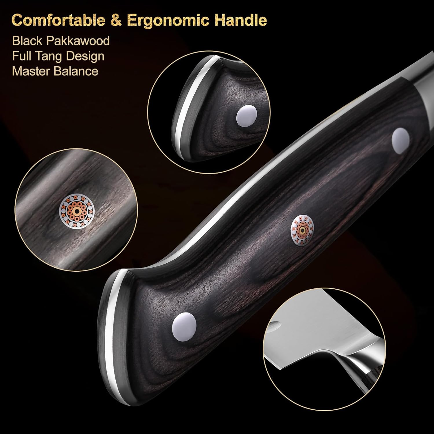 Kanngou 21CM Japanese Knife Gyuto Chef'S Knife, Japan AUS-8 Alloy Steel Kitchen Knife with Full-Tang Black Pakkawood Handle, 8.27 Inch Chefs Knives with Premium Gift Box (Classic Series) image number 1