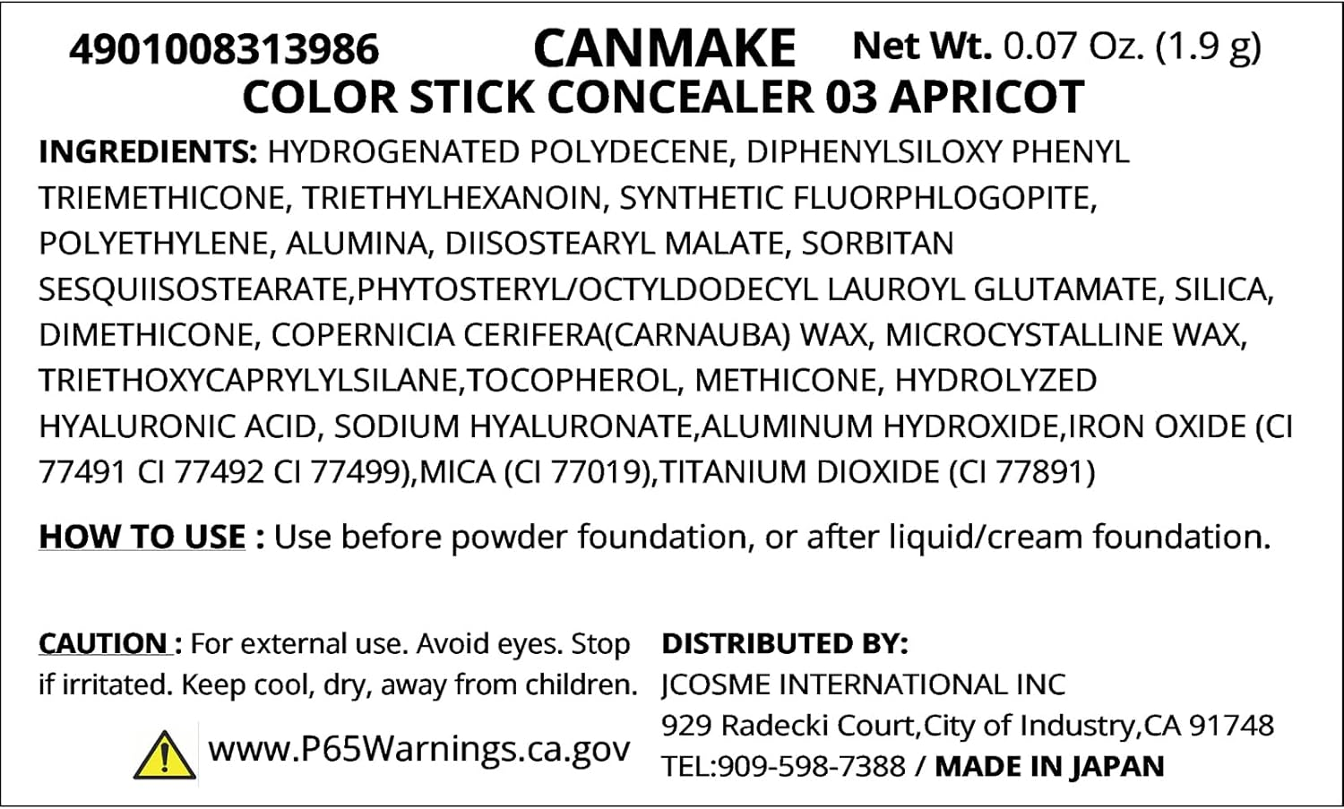 Canmake Color Stick Concealer 03 Apricot image number 3