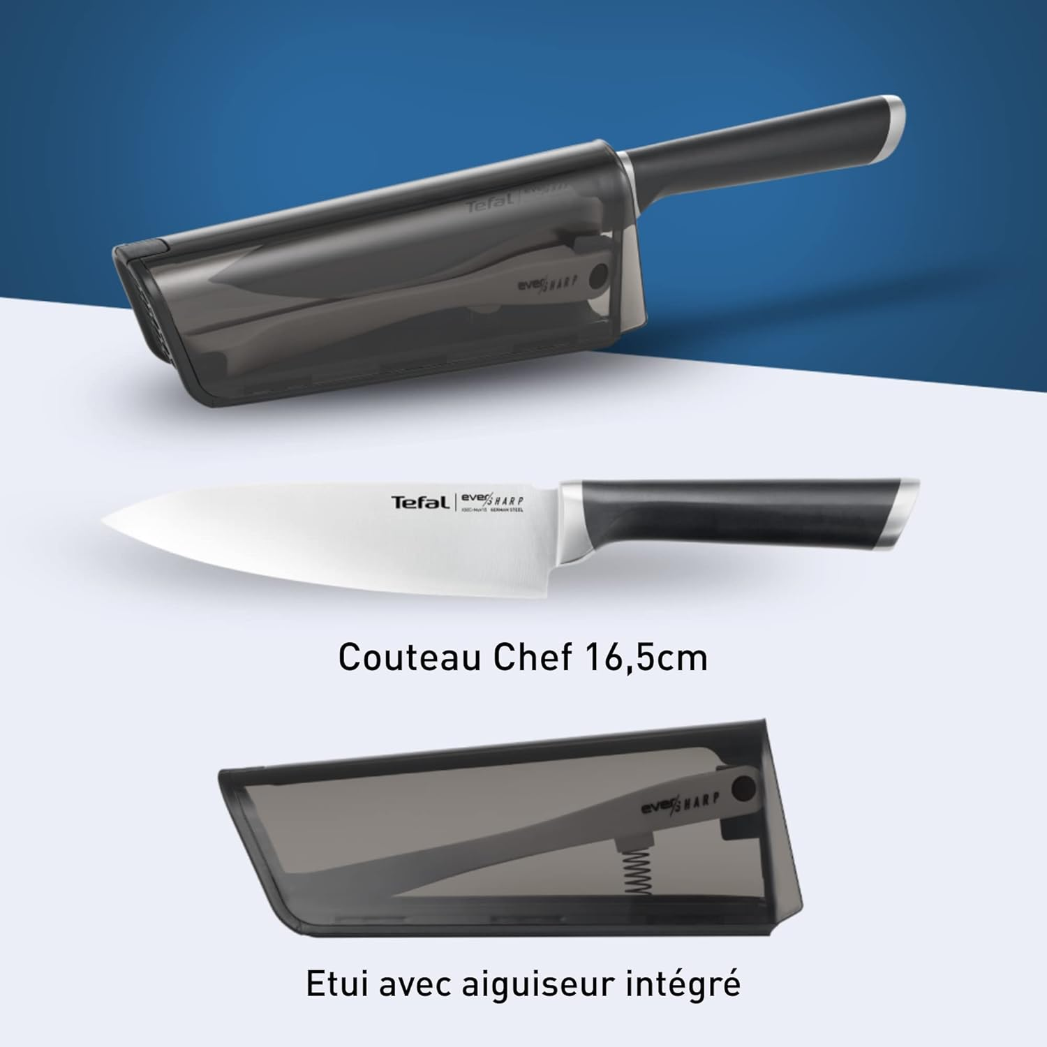 Tefal Chef Knife 16.5 Cm, Built-In Sharpener, Safe Technology, German Stainless Steel, Versatile Kitchen Knife, Ever Sharp Black Edition K2579104 image number 3