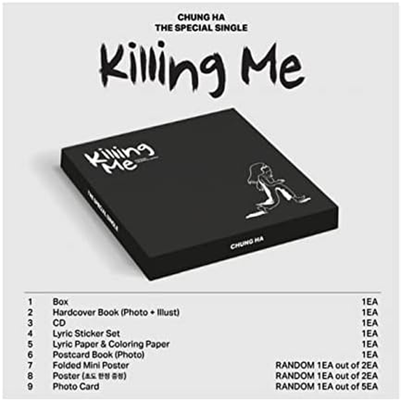 CHUNGHA CHUNG HA Killing Me Special Single Album Cd+1P Folding Poster on Pack+98P Photo&Illust Book+Lyric Sticker+Lyric&Coloring Paper+40P Postcard Book+1P Photocard+Message Photocard Set+Tracking image number 4