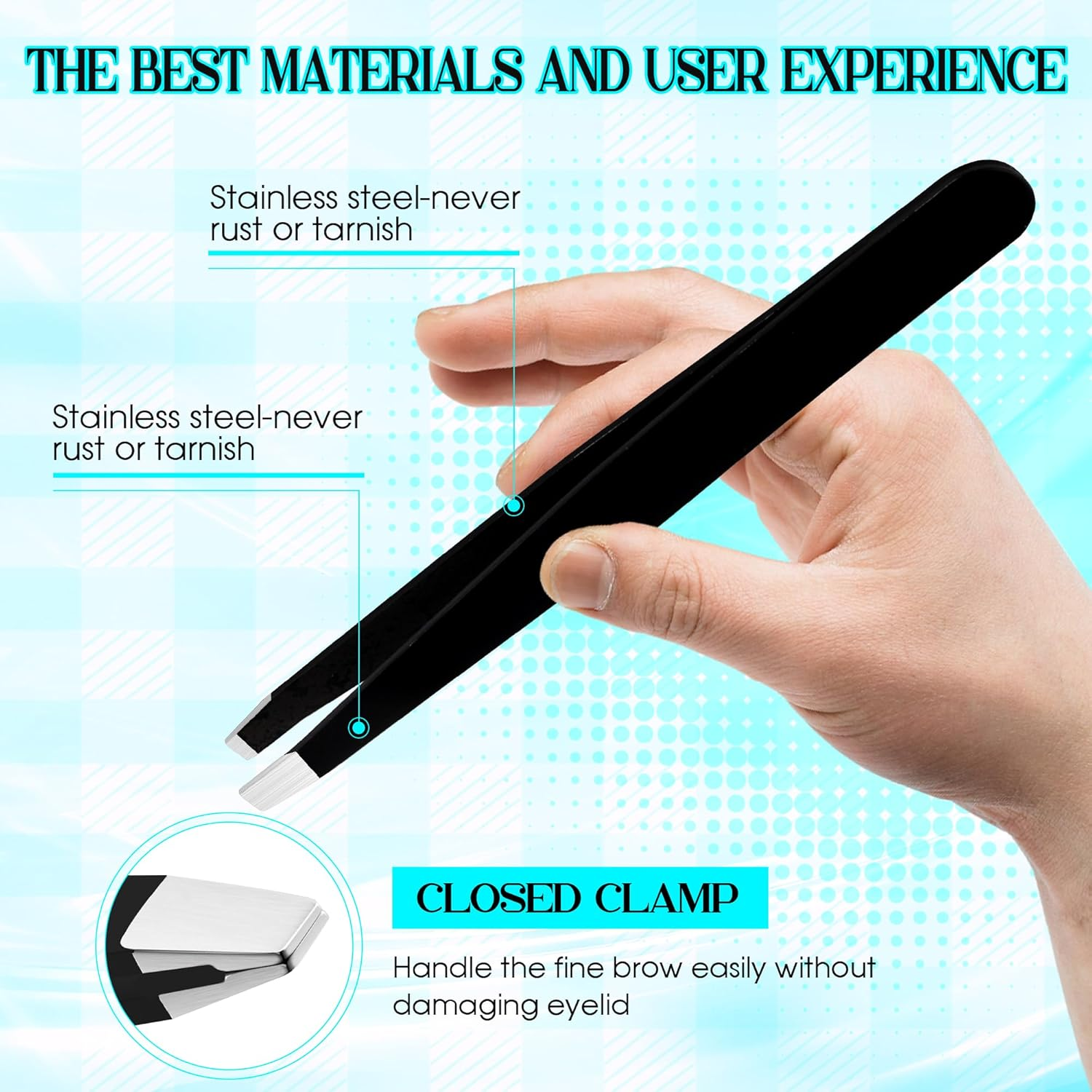 GEMERRY Eyebrow Tweezers Set, 6 Pcs Lash Tweezers Set for Women, Precision Tweezer for Eyebrows with Curved Scissors and Eyebrow Razor for Ingrown Hair High Precision Stainless Steel Eyelash Tweezers image number 6