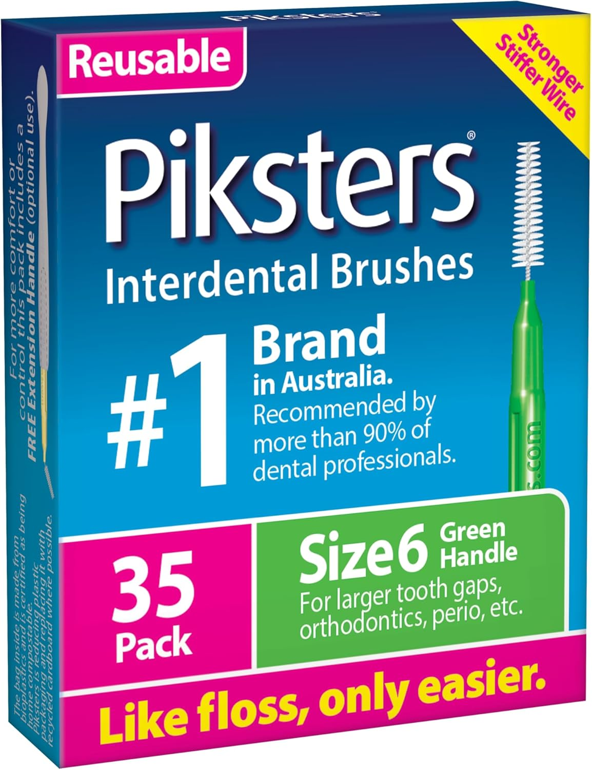 Piksters Interdental Brushes, Size 4, Interdental Tooth Brush for Medium to Large Gaps, Gum Soft Bristles for Plaque Removal, Safe for Braces (35 Pk)