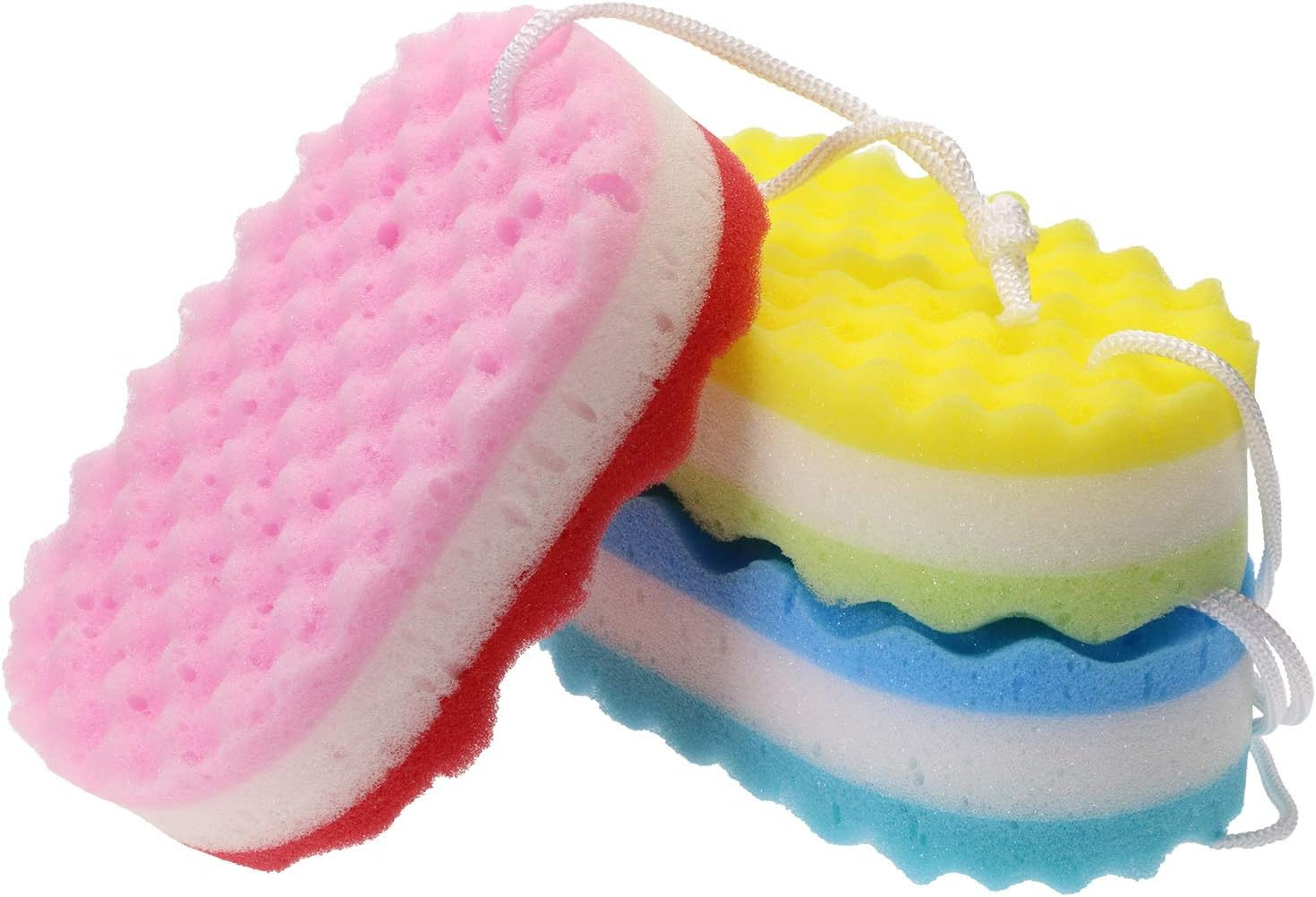 Tupalizy 3PCS Assorted Colors Soft Bath Sponge Body Scrubber for Bathing Exfoliating Shower Sponge for Women Men Kids Family Cleaning Scrubbing Washing Foam Sponge Large with Robe for Hanging Bathroom image number 5