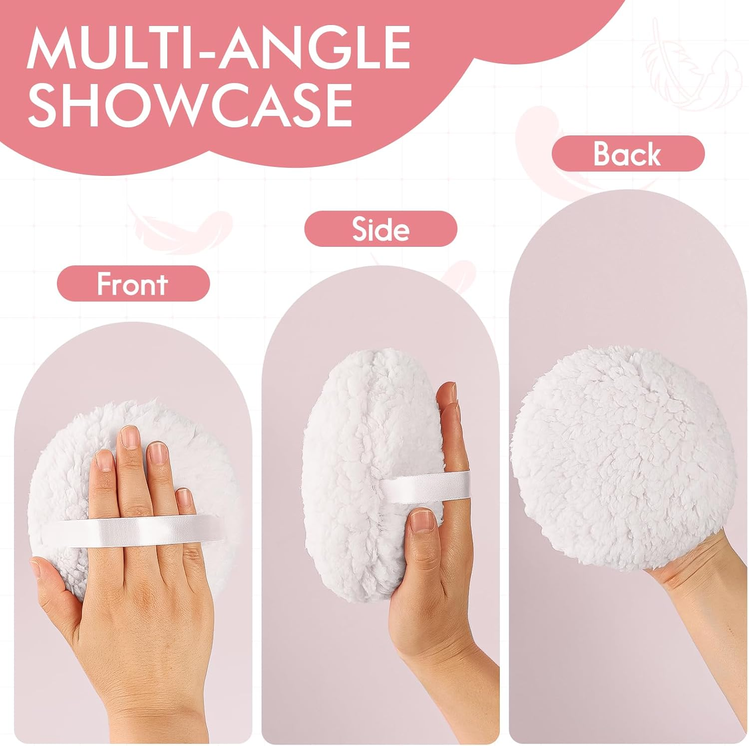 WSYUB Powder Puff, 6 Inch Extra-Large Powder Puff for Body Powder, Body Powder Puff, White