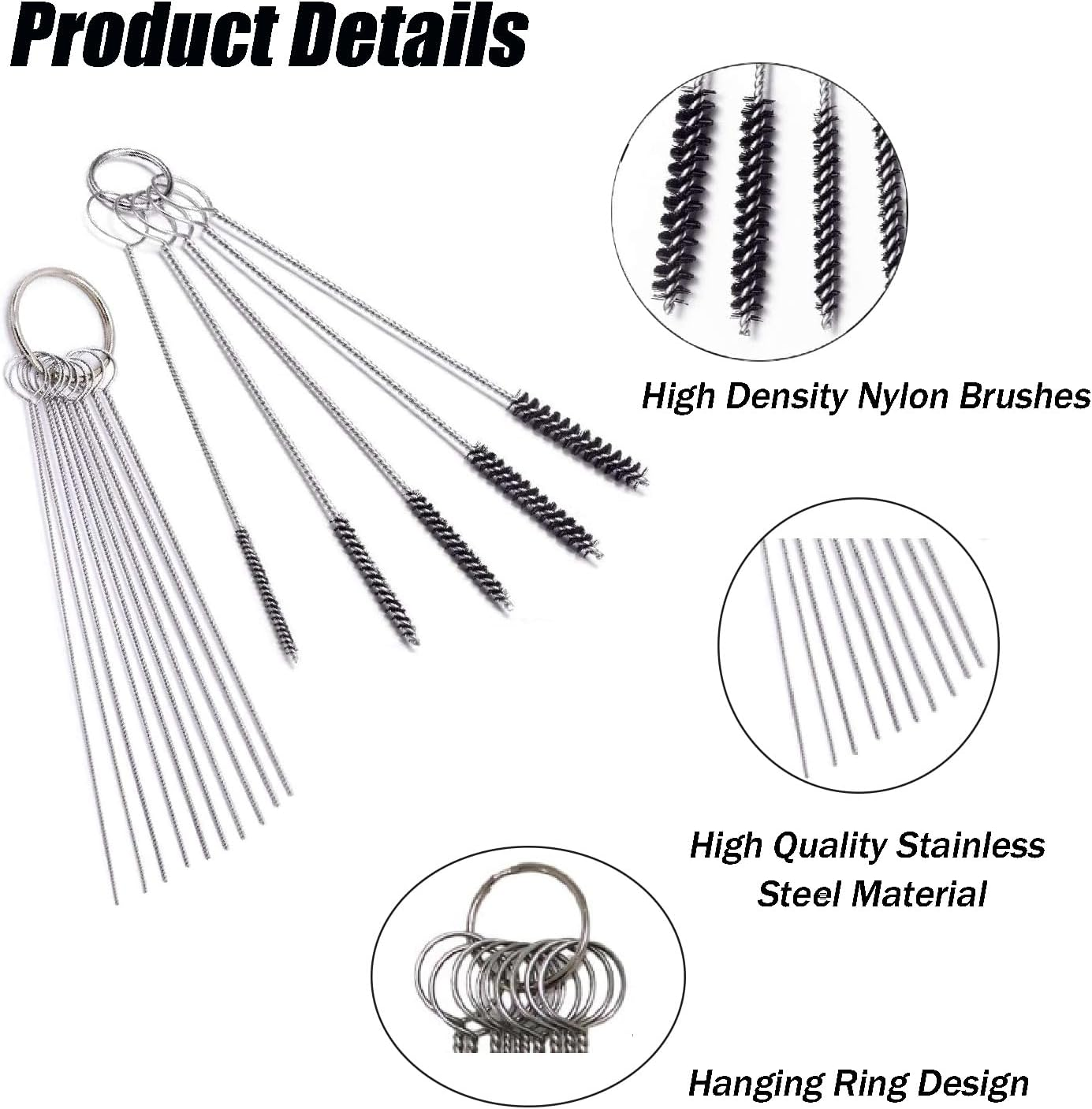 Wzenclave Carburetors Carbon Dirt Jet Remove Cleaner，39 Cleaning Wires Set + 15Cleaning Needles + 15 Nylon Brushes Tool Kitstainless Steel Carburetor Carbon Dirt Jet Remove Cleaner image number 6