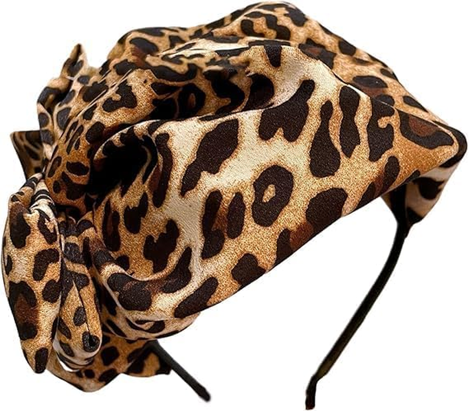 Leopard Printed Headband Women Fascinator Hat Cocktail Church Hat Wedding Party Headpiece image number 1