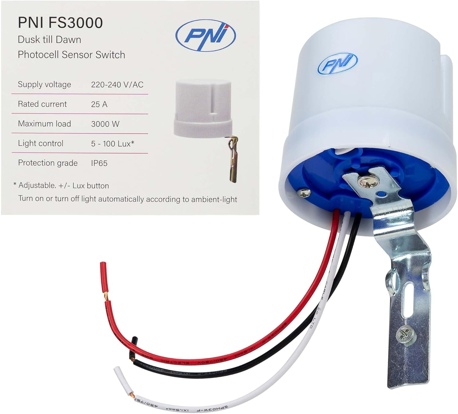 PNI Day/Night Photosensor FS3000 25A, 3000W, Outdoor image number 4